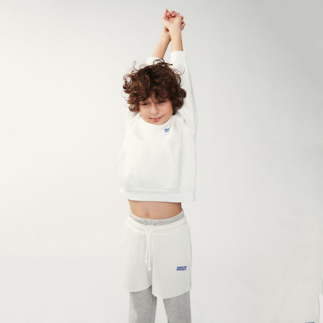 Boys & Girls White Logo Cotton Sweatshirt