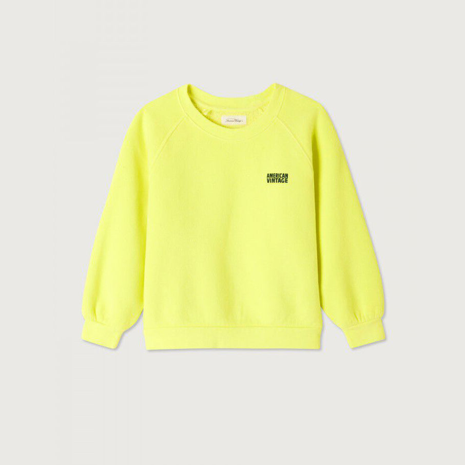 Boys & Girls Fluo Yellow Cotton Sweatshirt