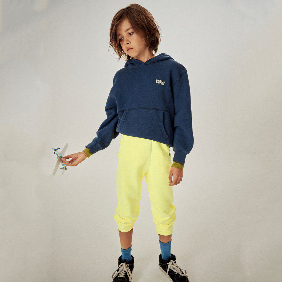 Boys & Girls Fluo Yellow Cotton Trousers