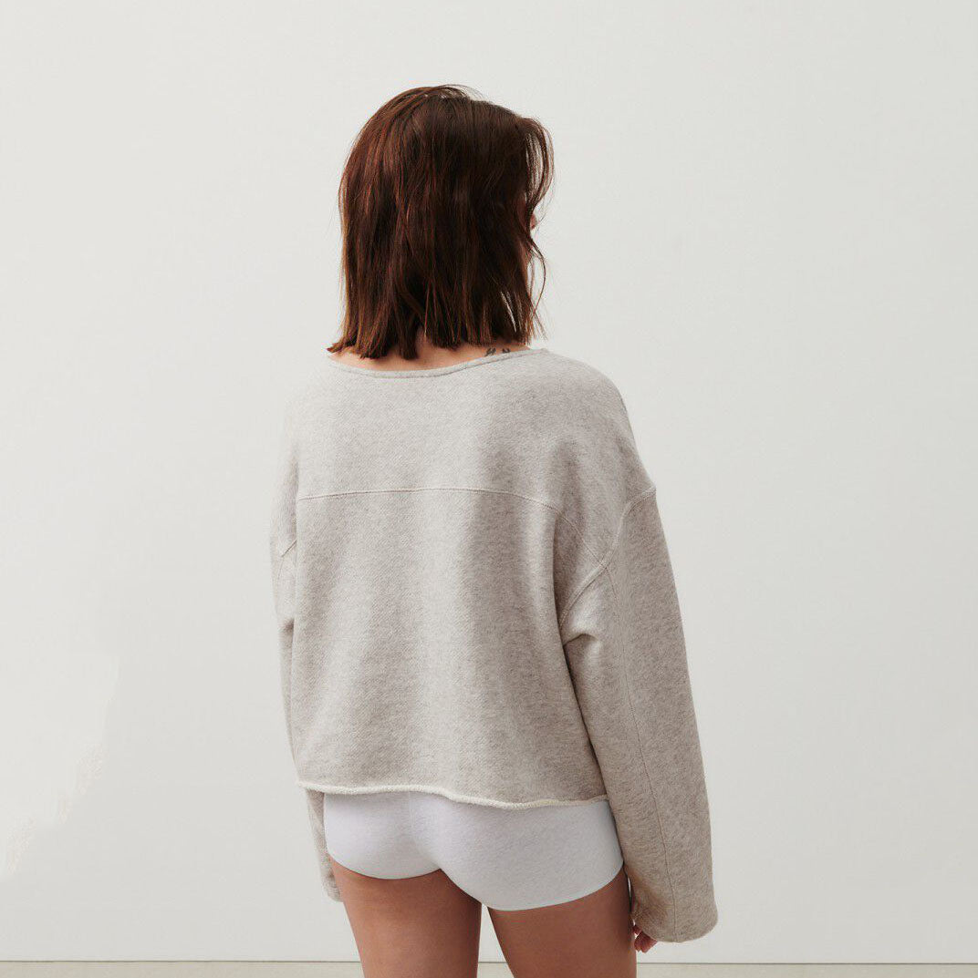 Women Light Grey Cotton Sweatshirt