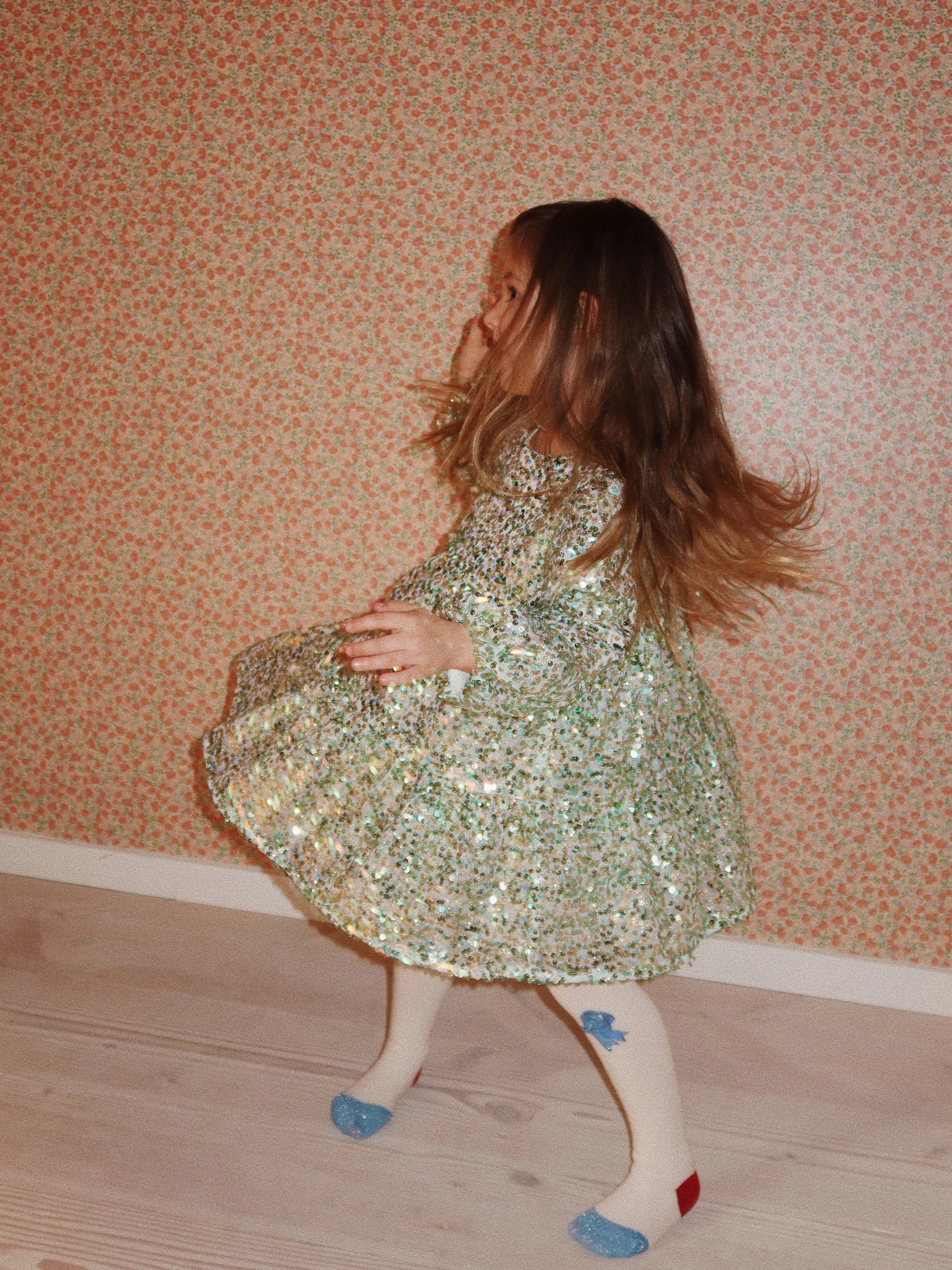 Girls Lila Sequins Dress in Green