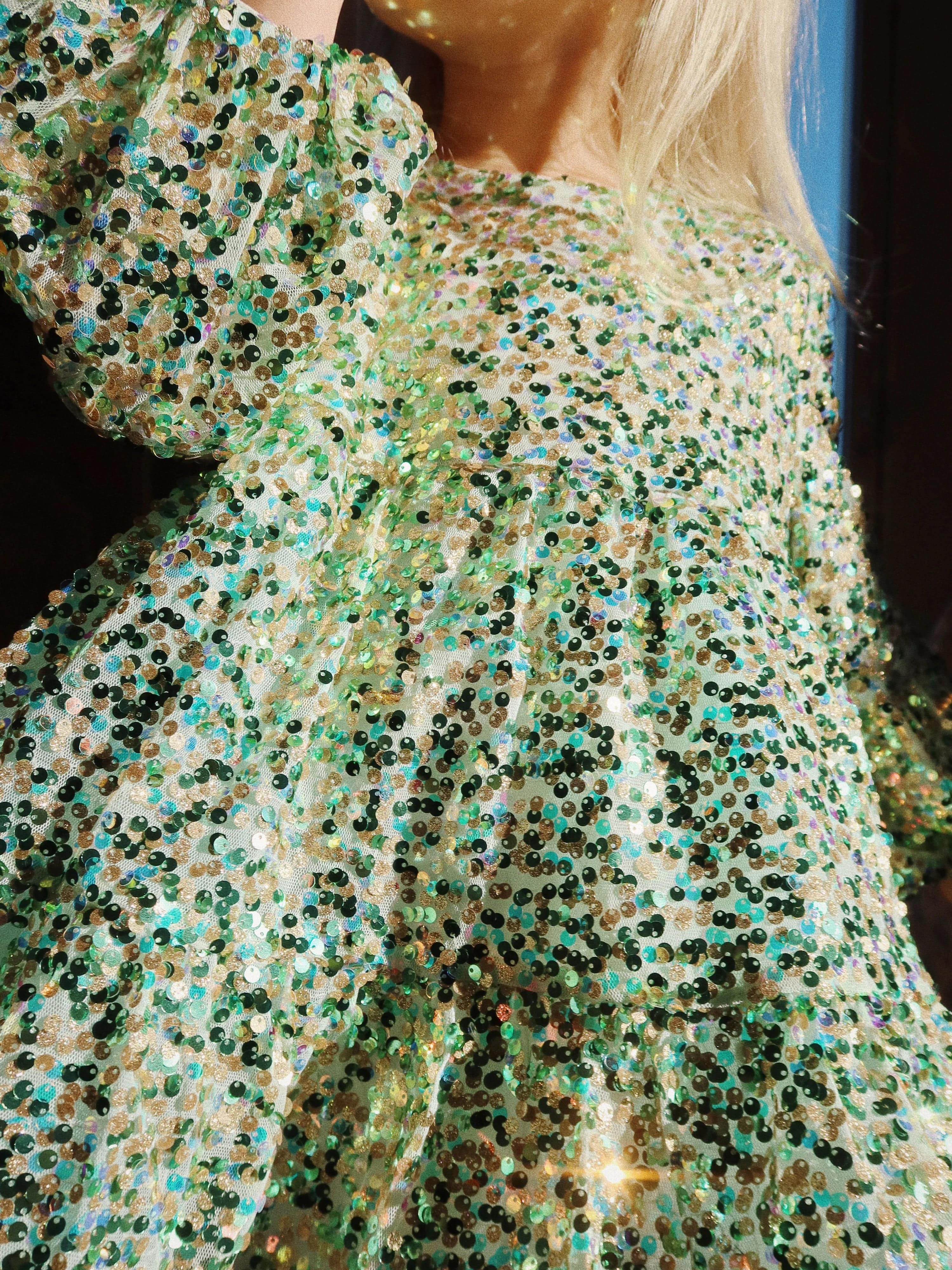 Girls Lila Sequins Dress in Green