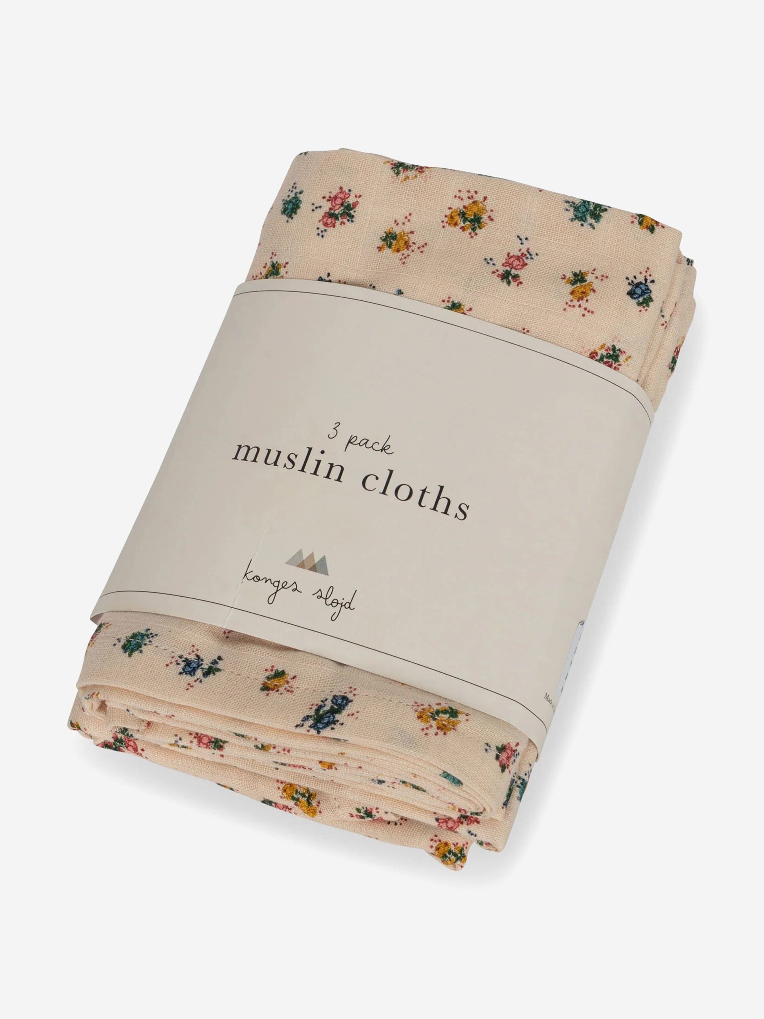 Konges Sløjd Baby Girls 3 Pack Muslin Cloth Set in Pink (65cm)
