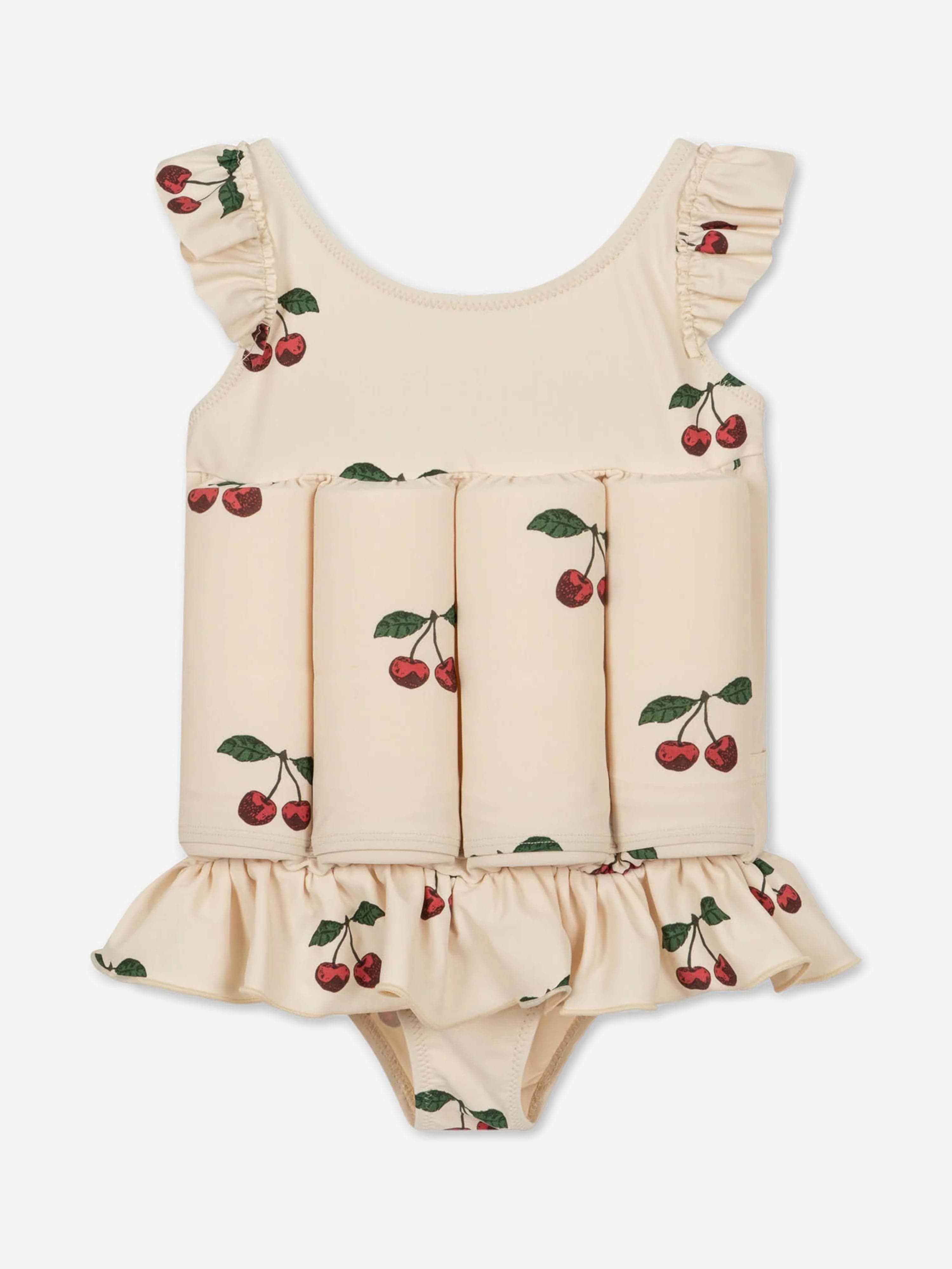 Konges Sløjd Girls Frill Cherry Float Swimsuit in Pink