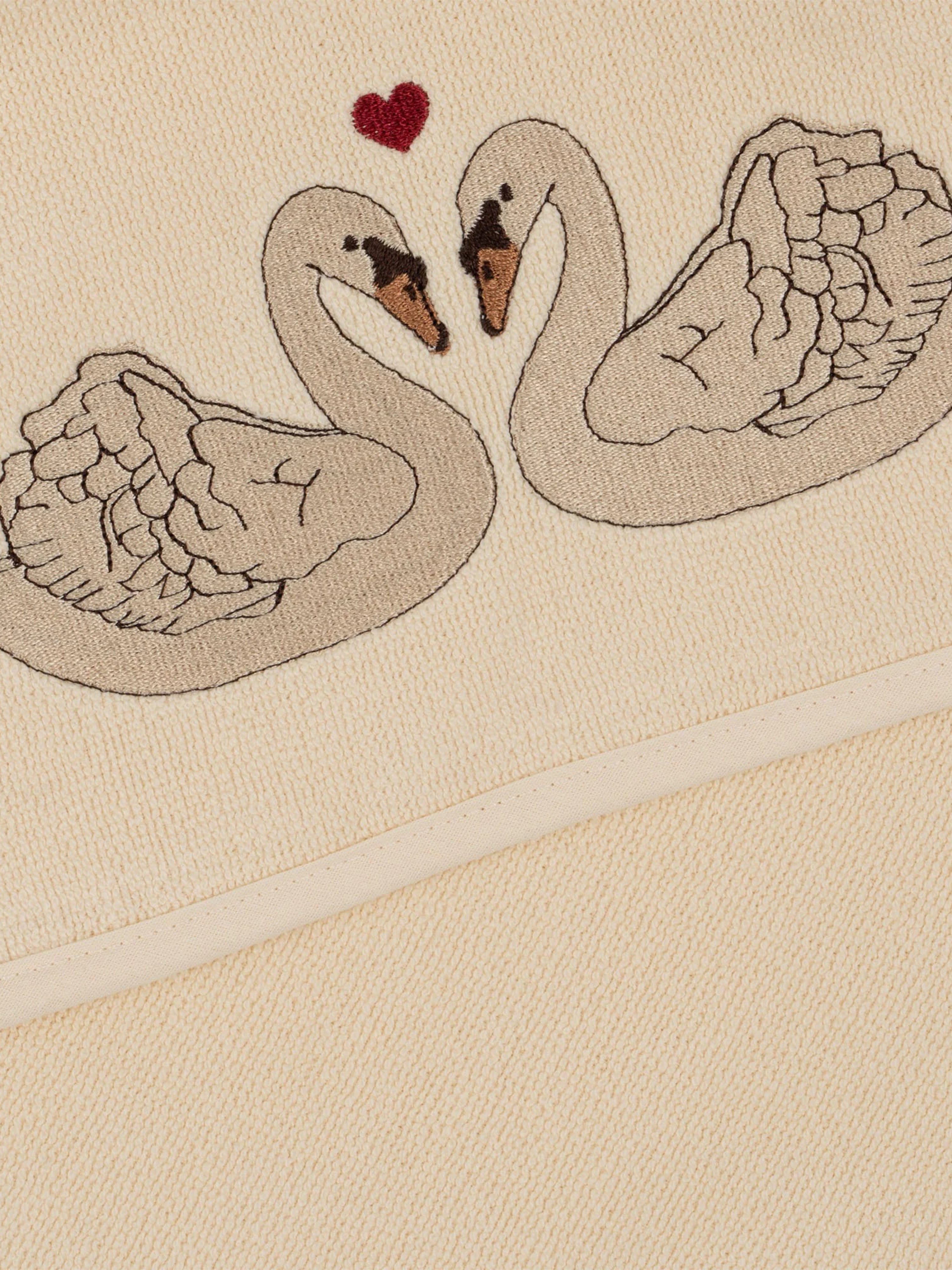 Konges Sløjd Girls Embroidered Swan Terry Towel in Pink