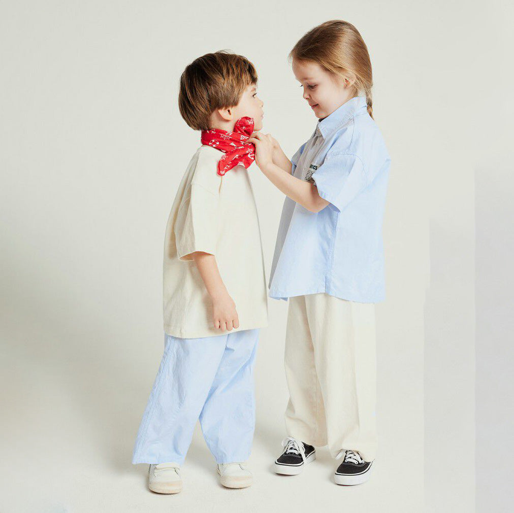 Boys & Girls White Cotton Trousers