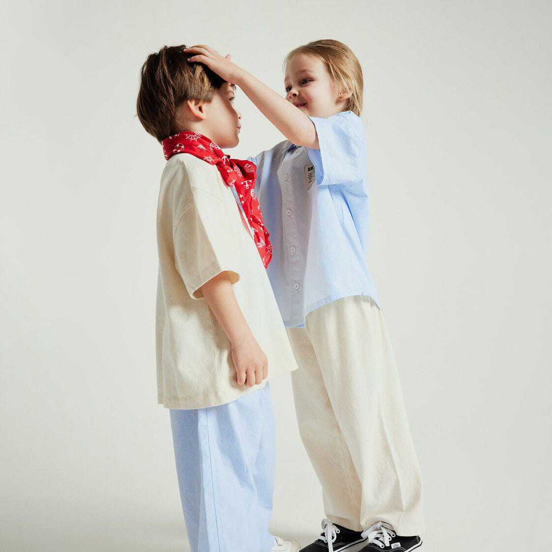 Boys & Girls White Cotton Trousers