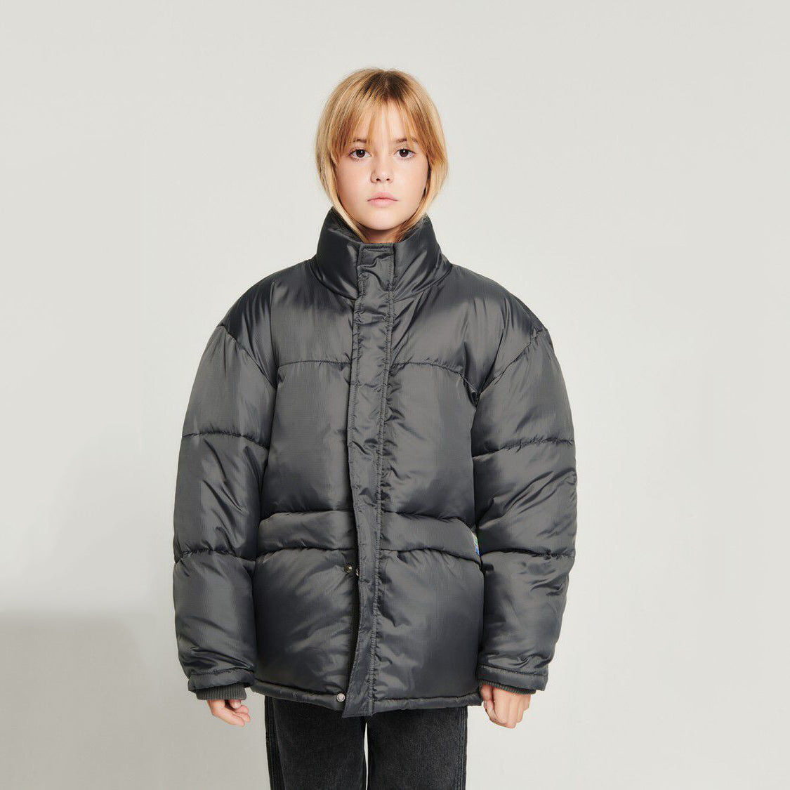 Boys & Girls Grey Black Padded Jacket