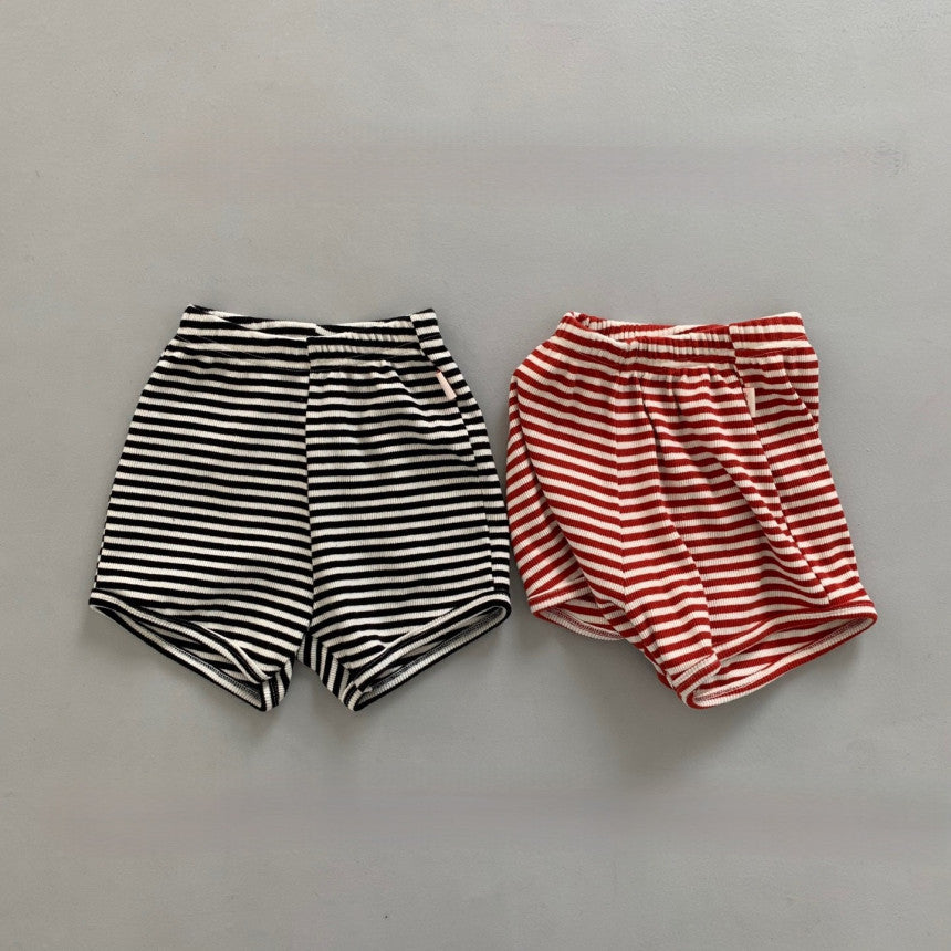 Boys & Girls Black Stripes Cotton Shorts