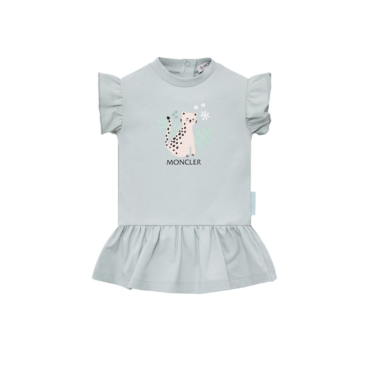 Baby Girls Light Green Printed Cotton Dress