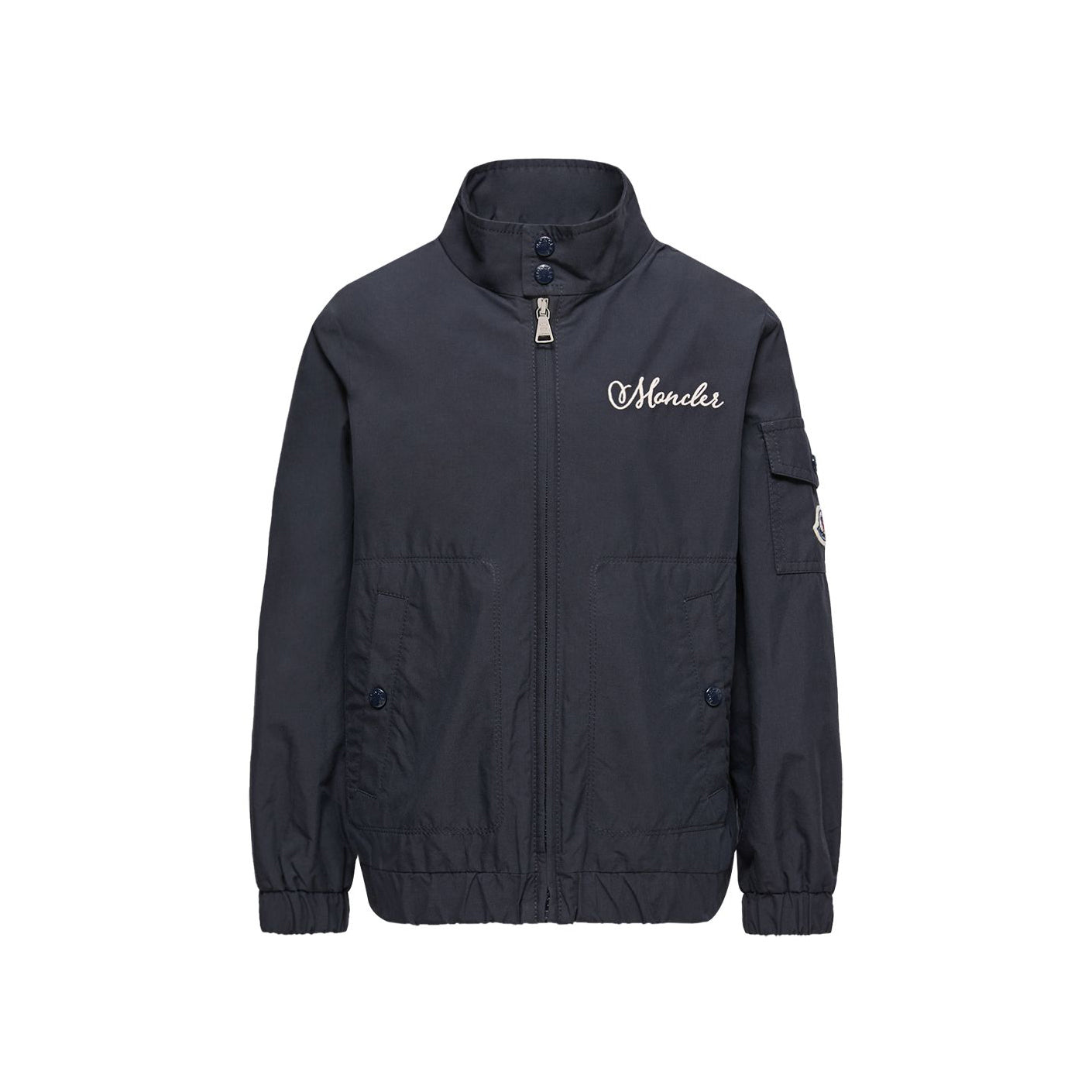 Boys Navy Embroidered Logo Zip-Up Jacket
