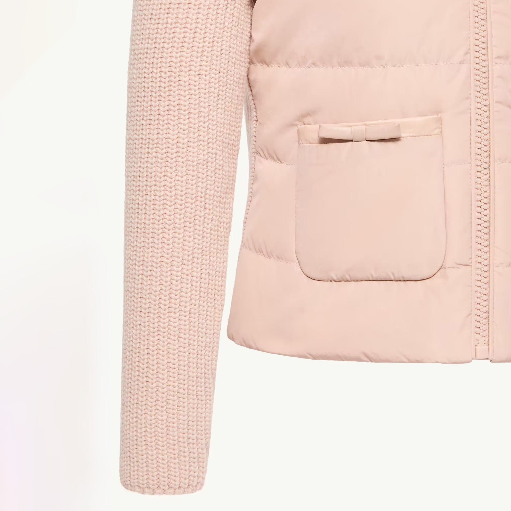 Girls Light Pink Padded Down Zip-Up Top
