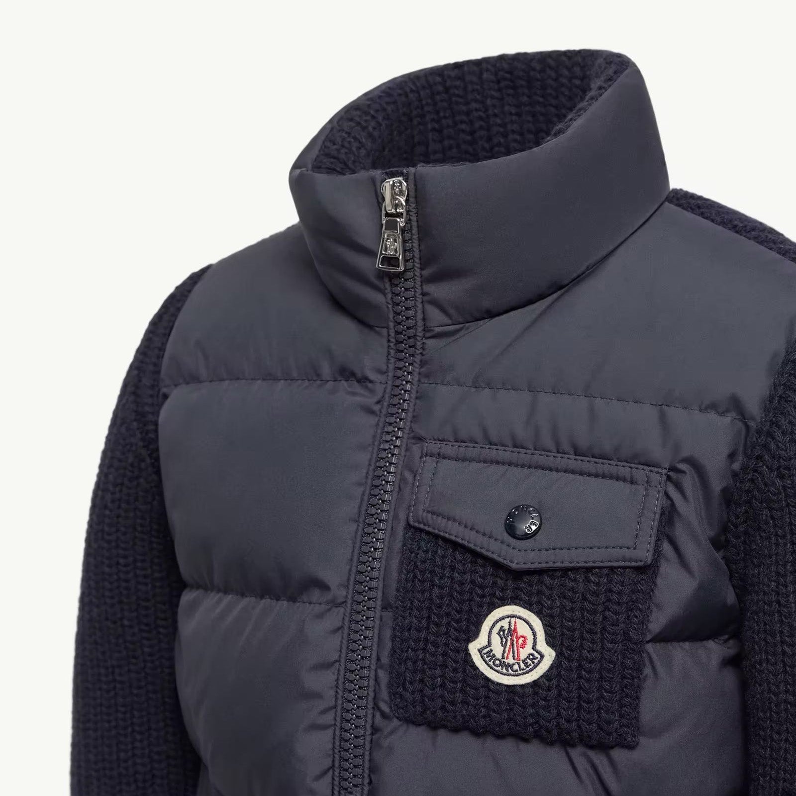 Boys Dark Blue Padded Down Zip-Up Top