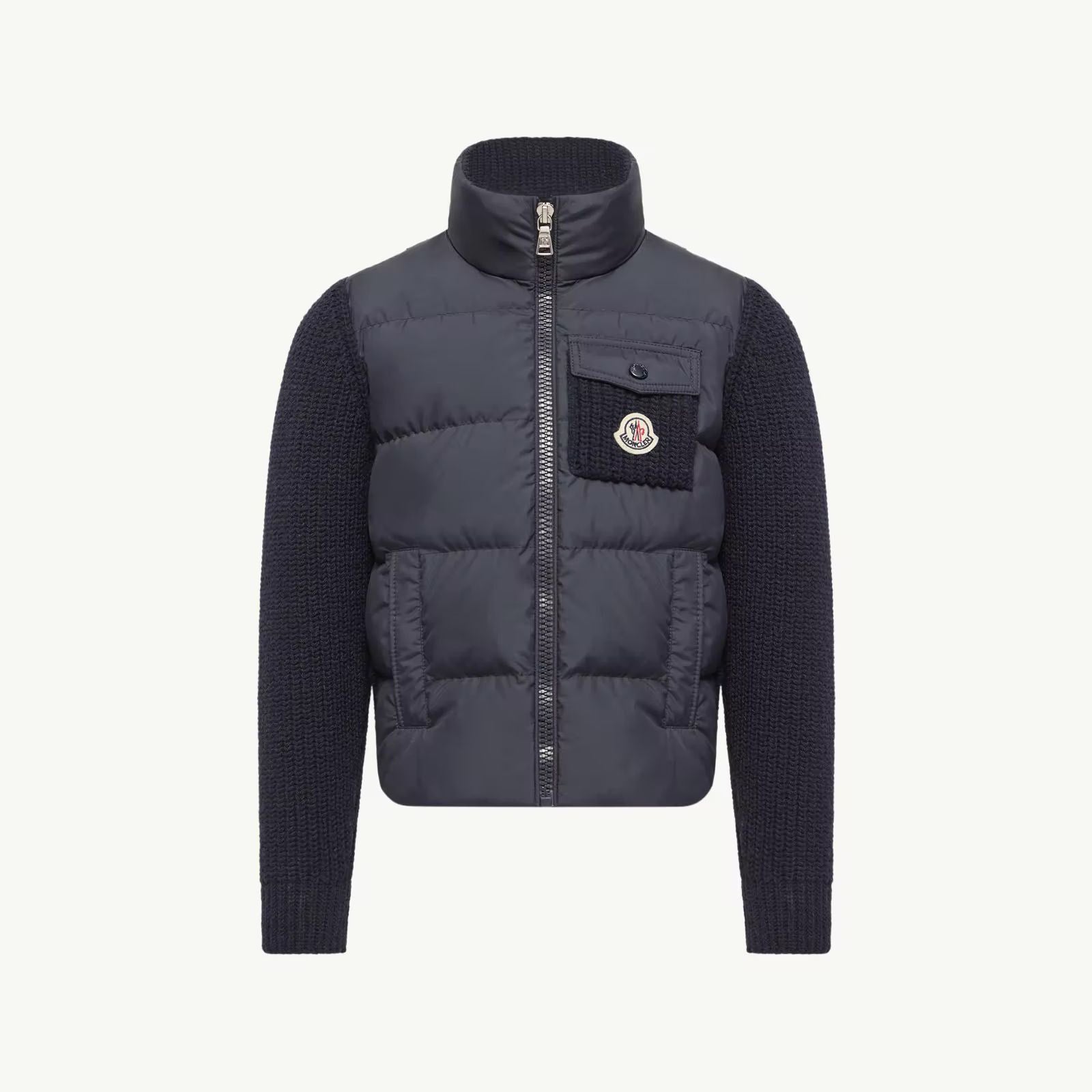 Boys Dark Blue Padded Down Zip-Up Top