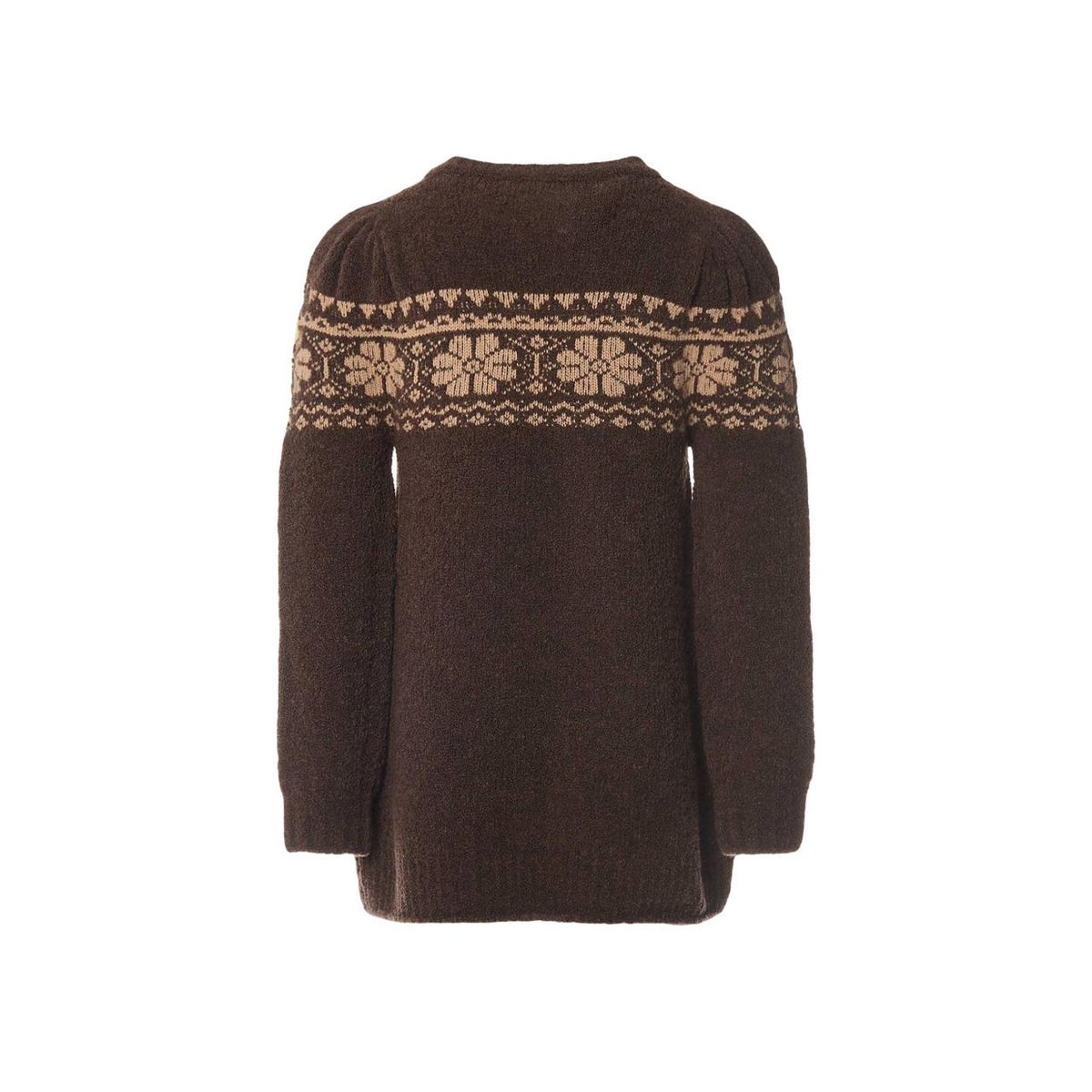 Girls Brown Jacquard Wool Dress