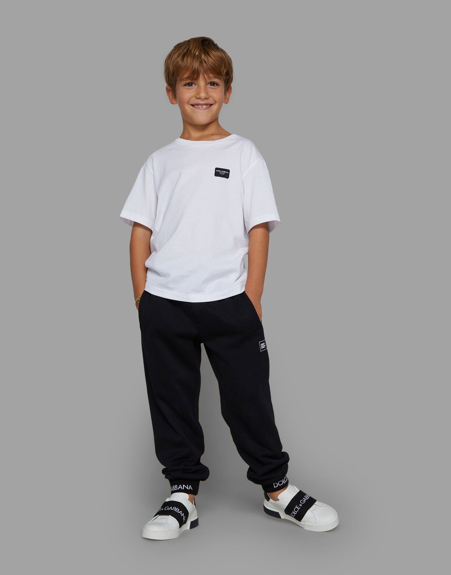 Dolce & Gabbana Boys Logo Labelled T-Shirt in White