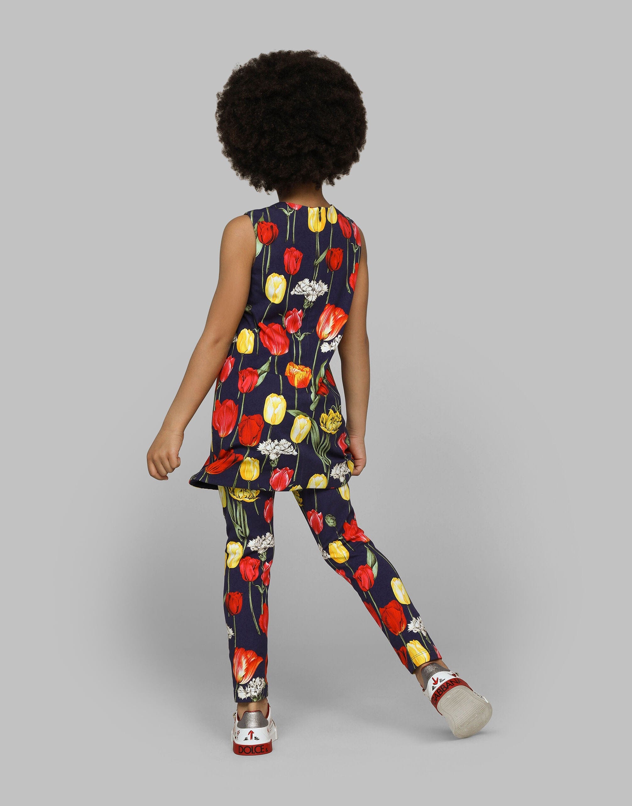 Dolce & Gabbana Girls Sleeveless Tulip Dress in Multicolour