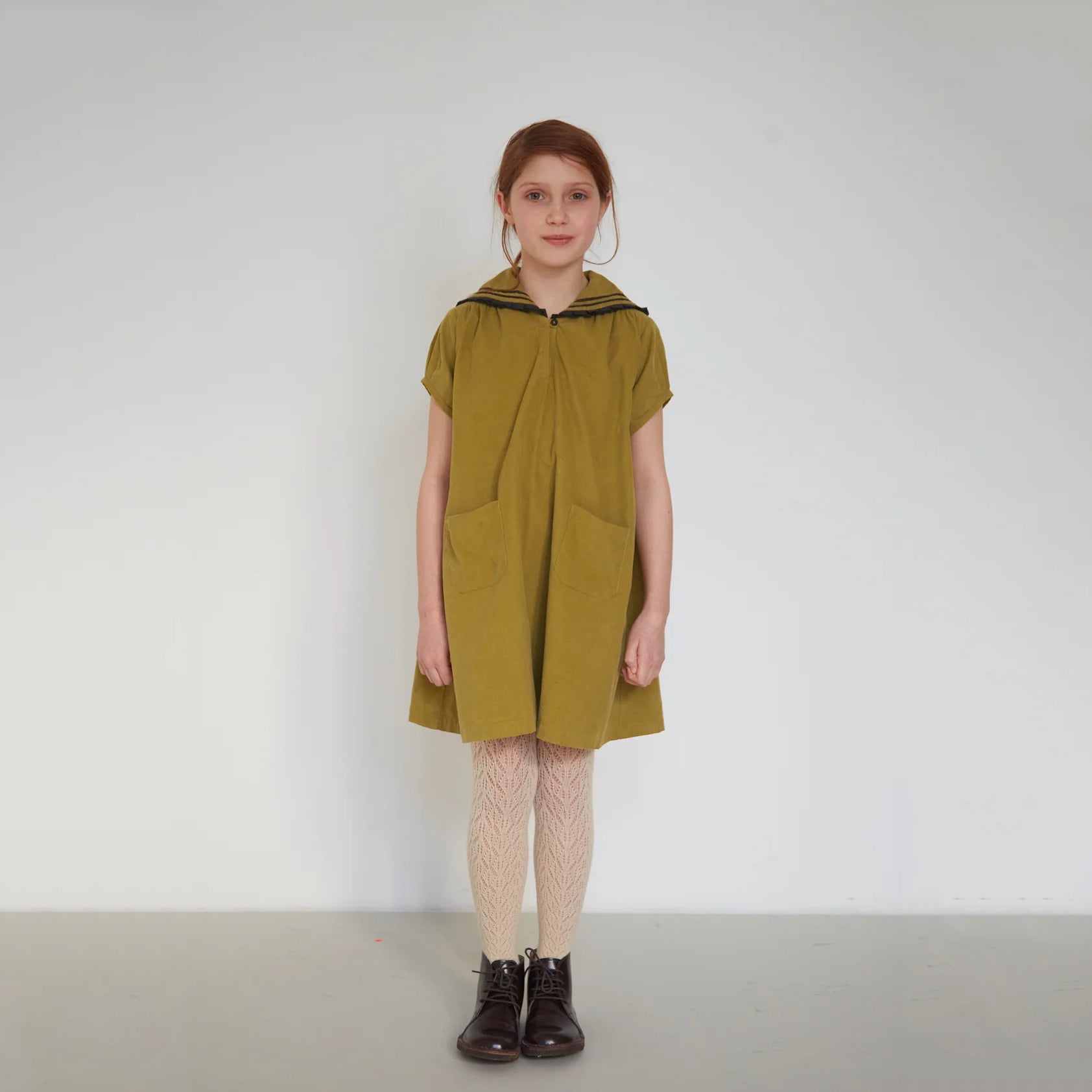 Girls Green Corduroy Dress