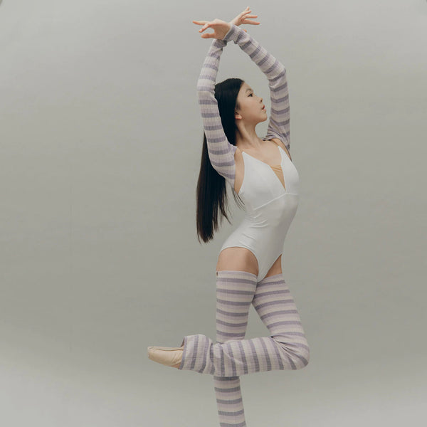 Girls Purple Stripes Ballet Shoulder Warmer