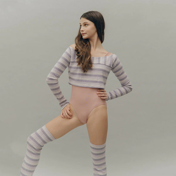 Girls Purple Stripes Ballet Top
