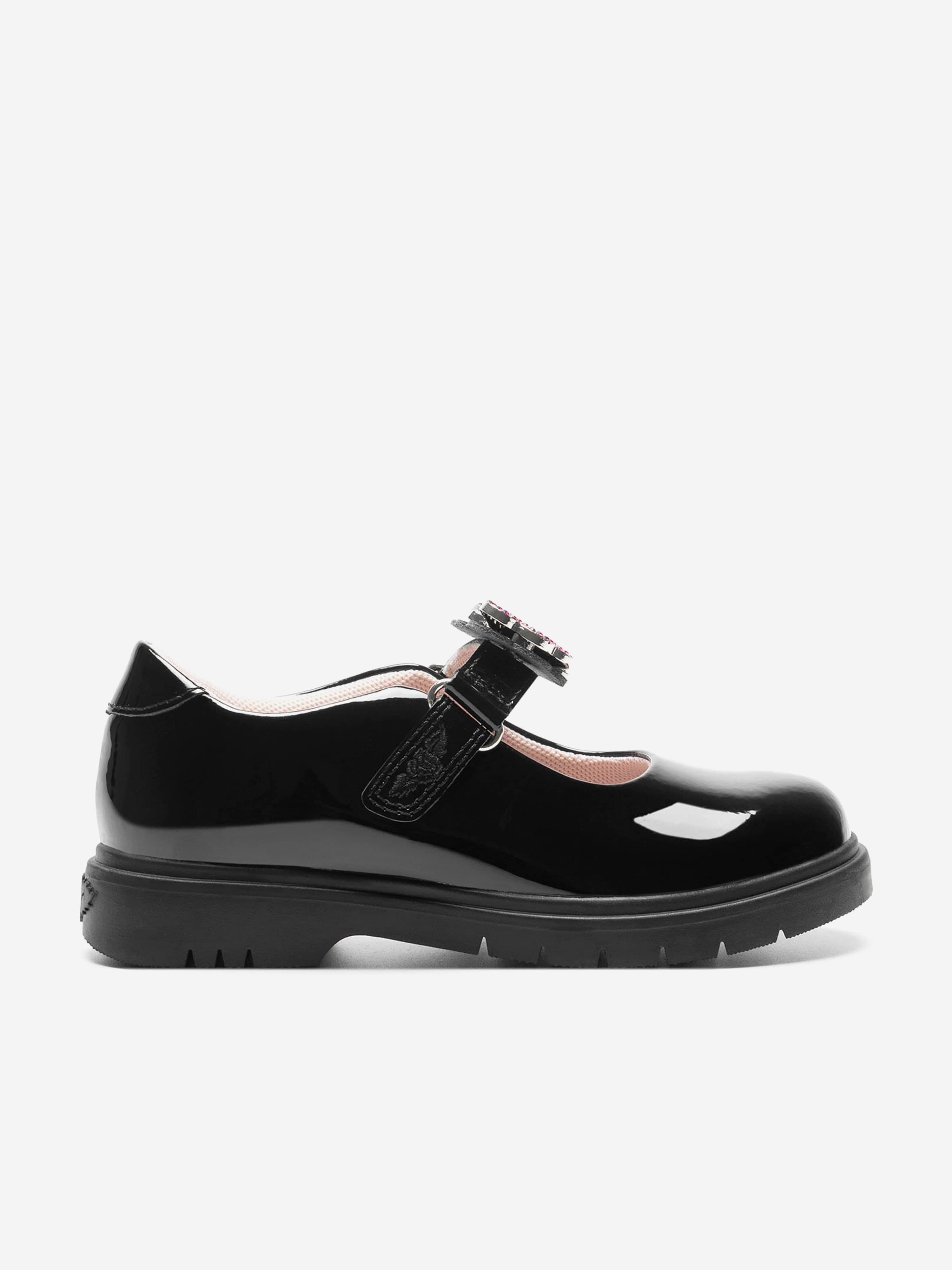 Girls Luna 3 Patent Leather Bar Shoes in Black