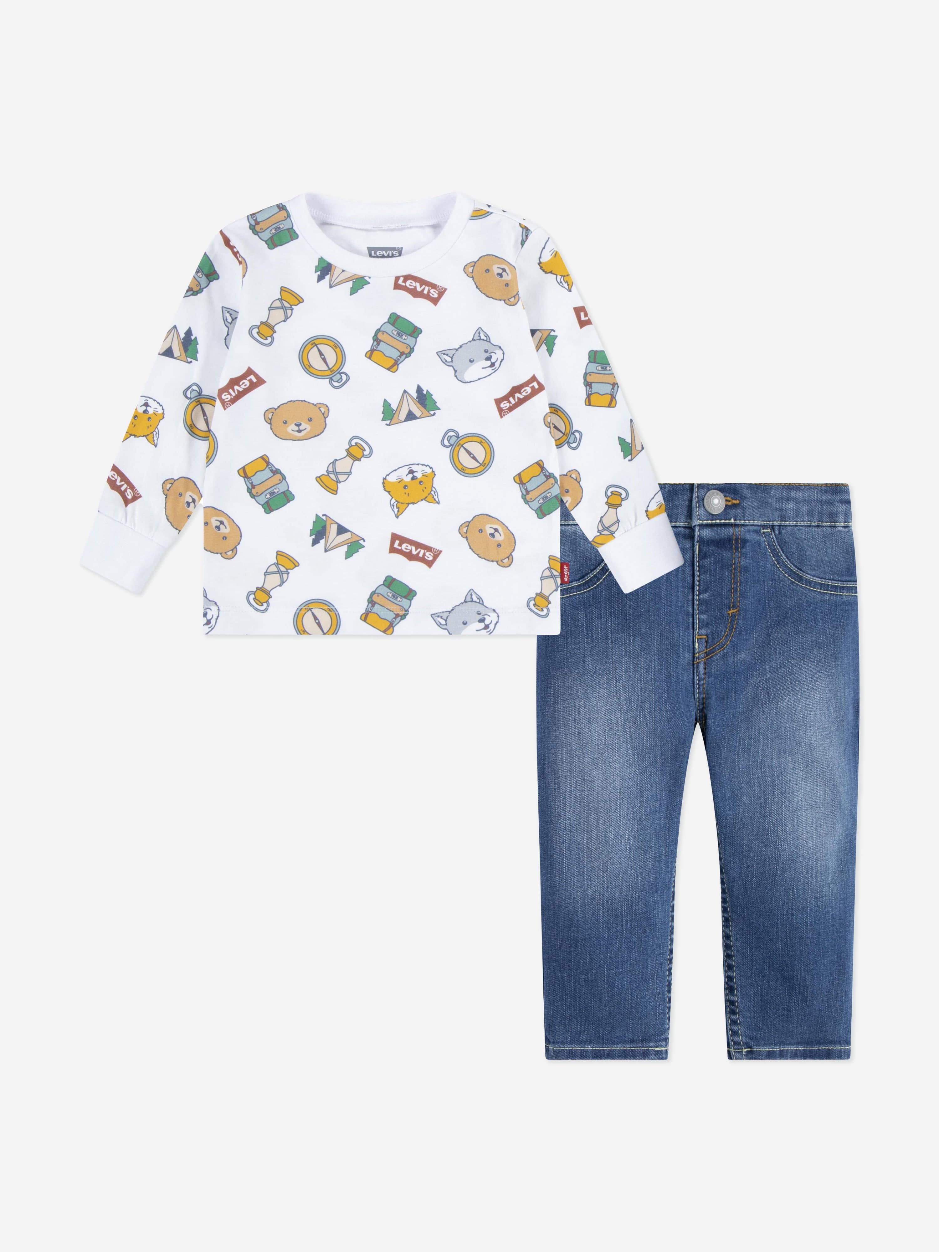 Levi&#39;s Baby Boys T-Shirt and Jeans Set in White
