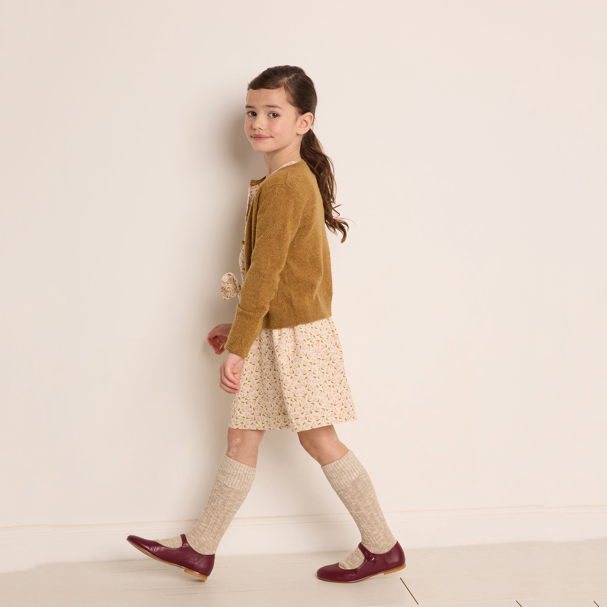 Girls Camel Cashmere Cardigan
