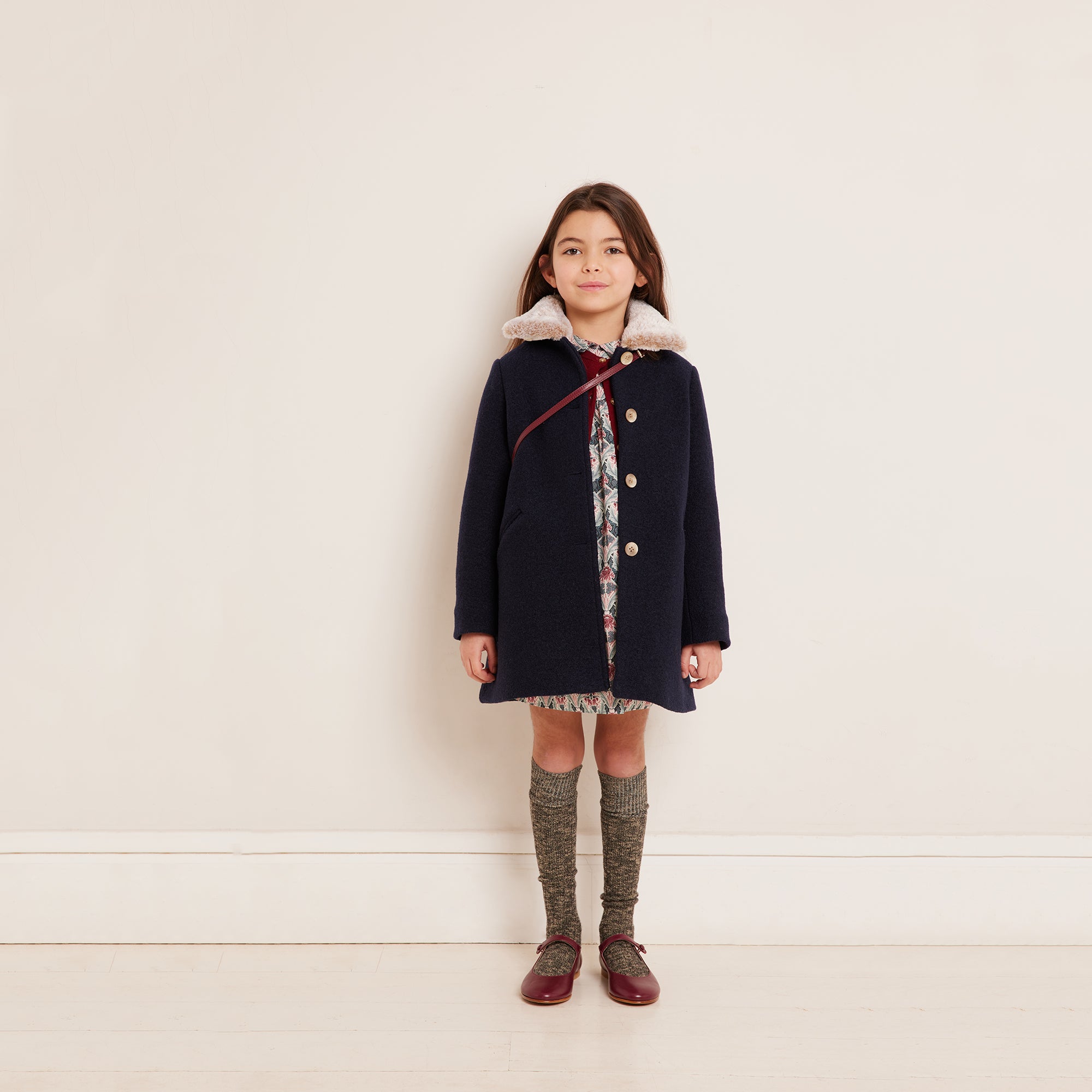 Girls Navy Wool Coat