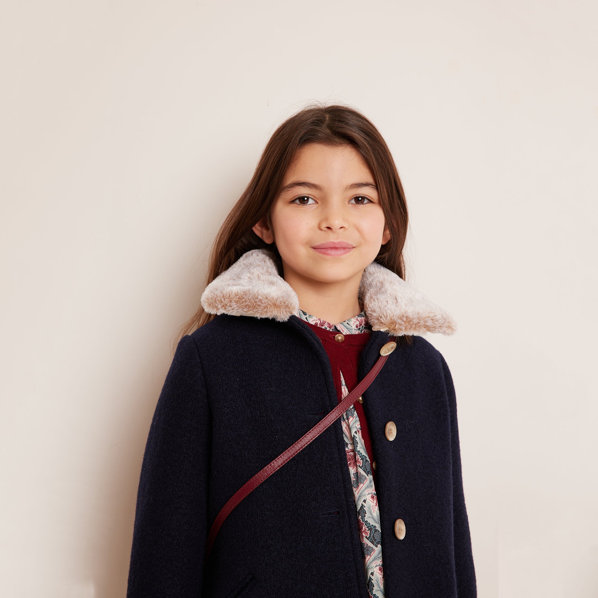 Girls Navy Wool Coat