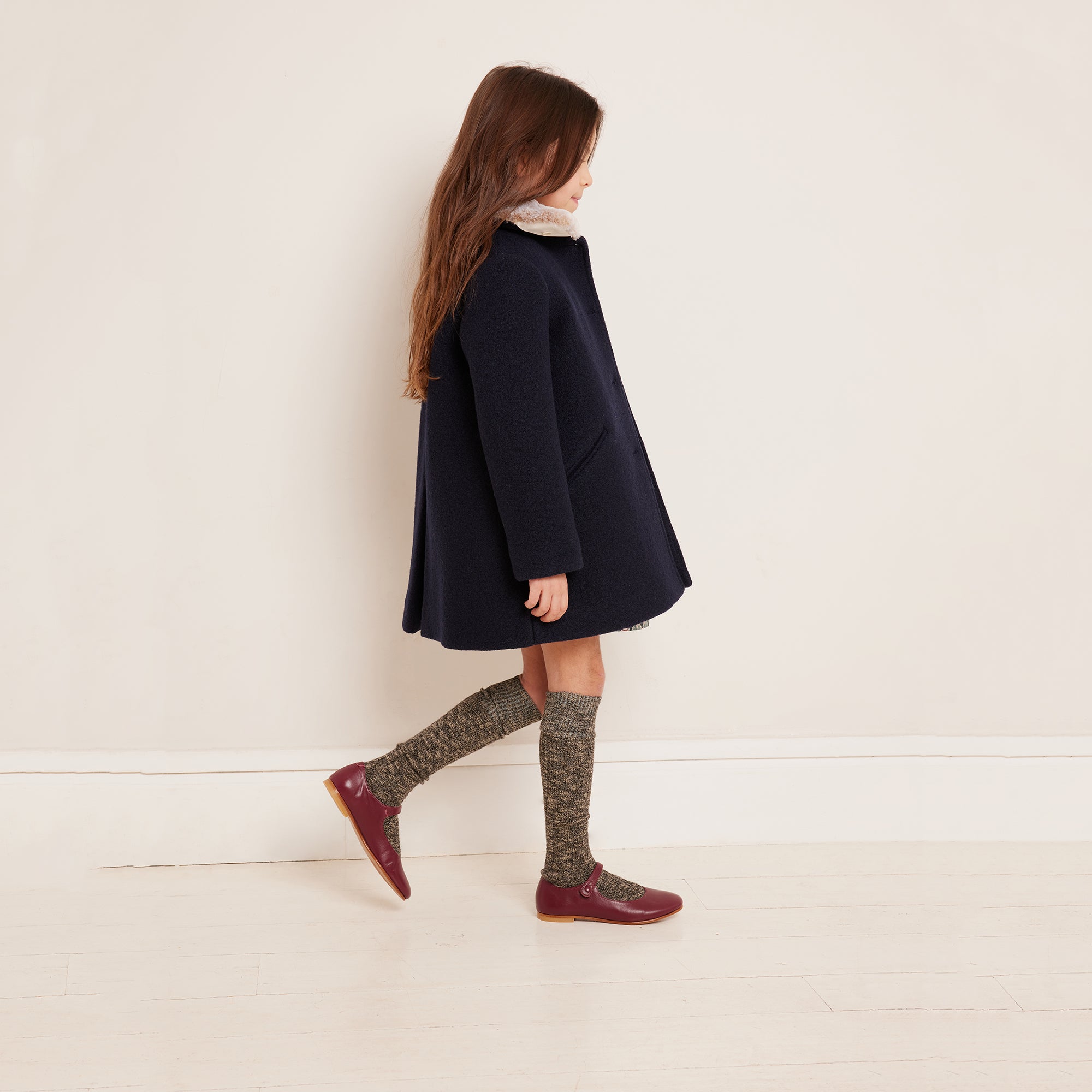 Girls Navy Wool Coat