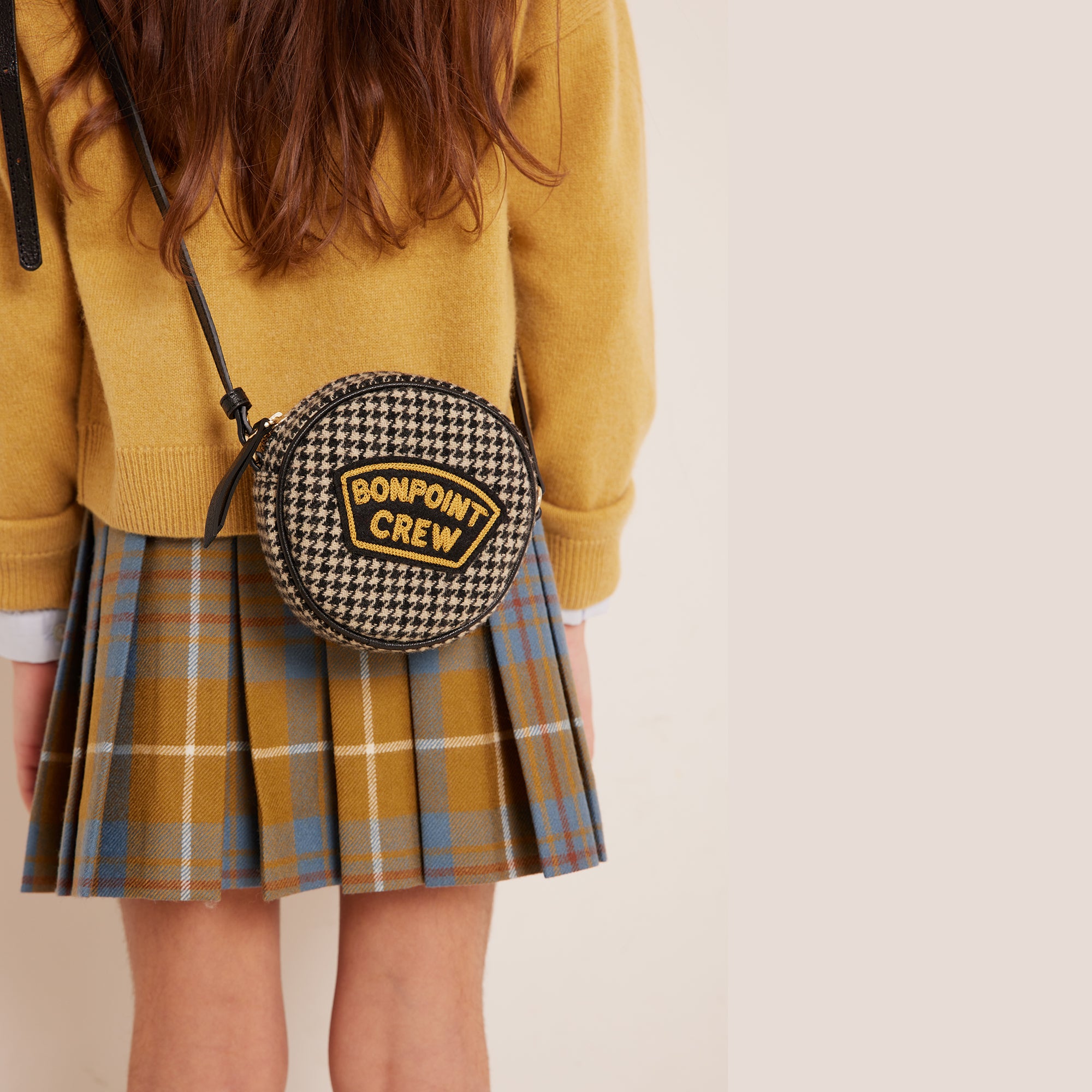 Girls Olive Check Wool Skirt
