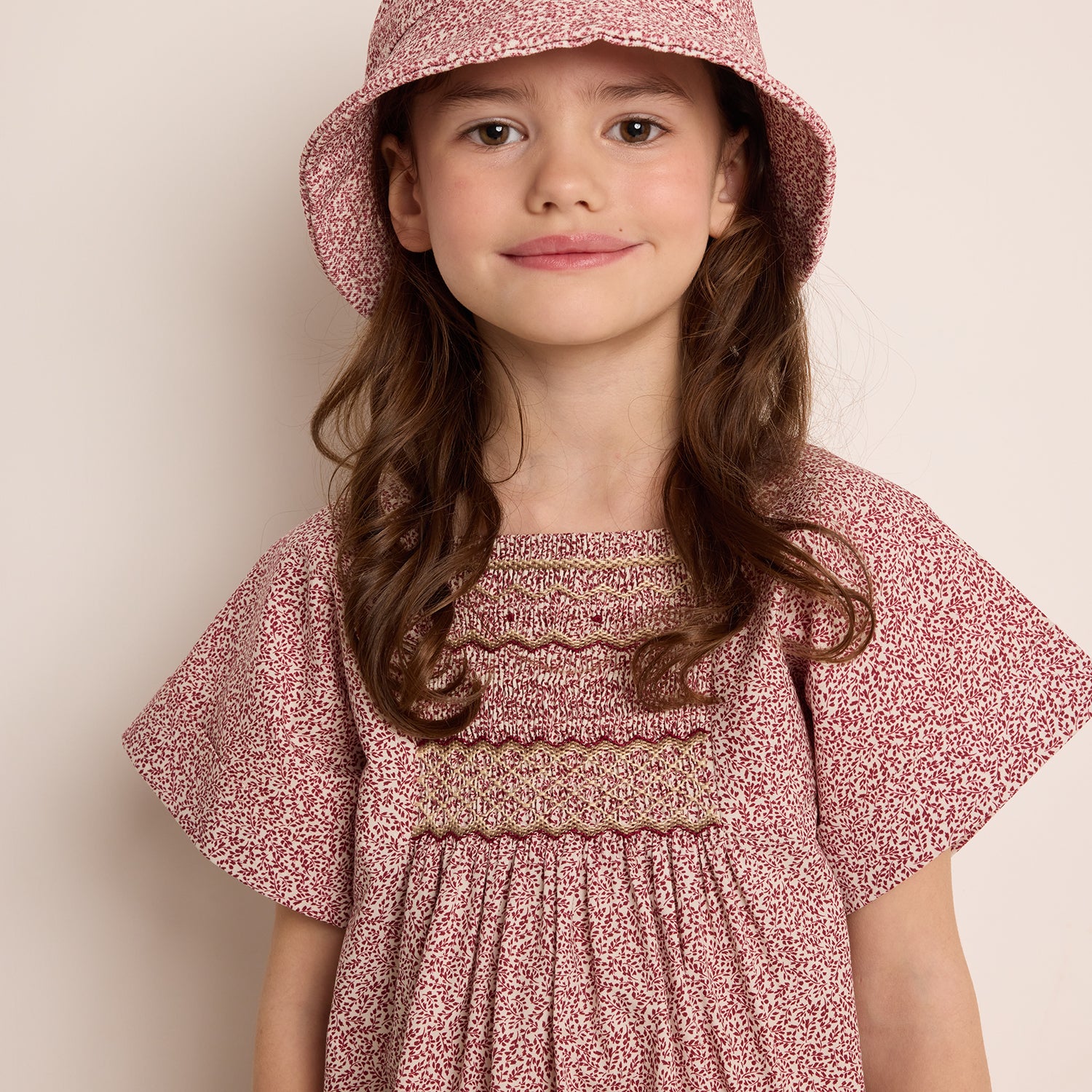 Girls Red Floral Bucket Hat