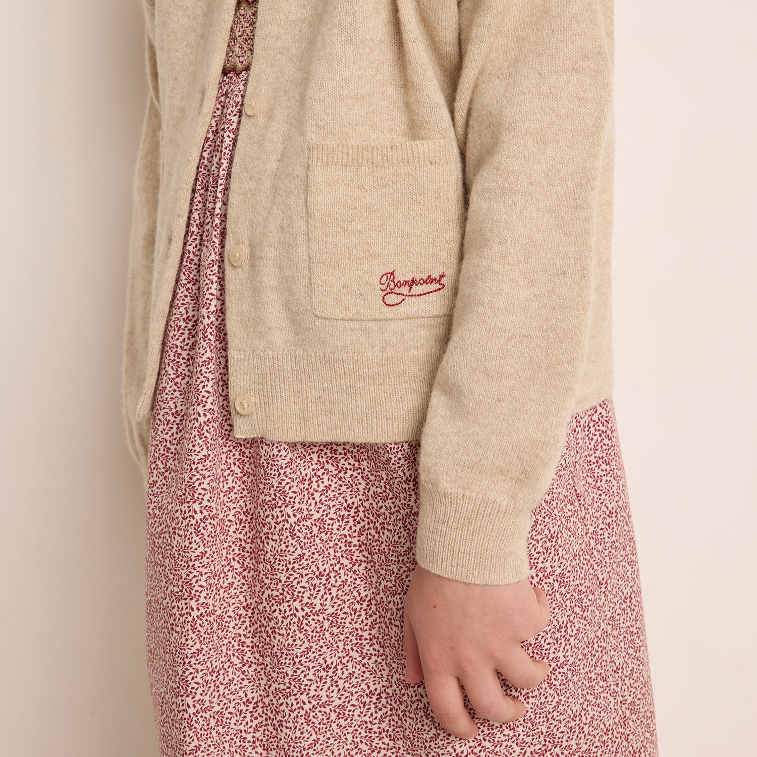 Girls Beige Wool Cardigan