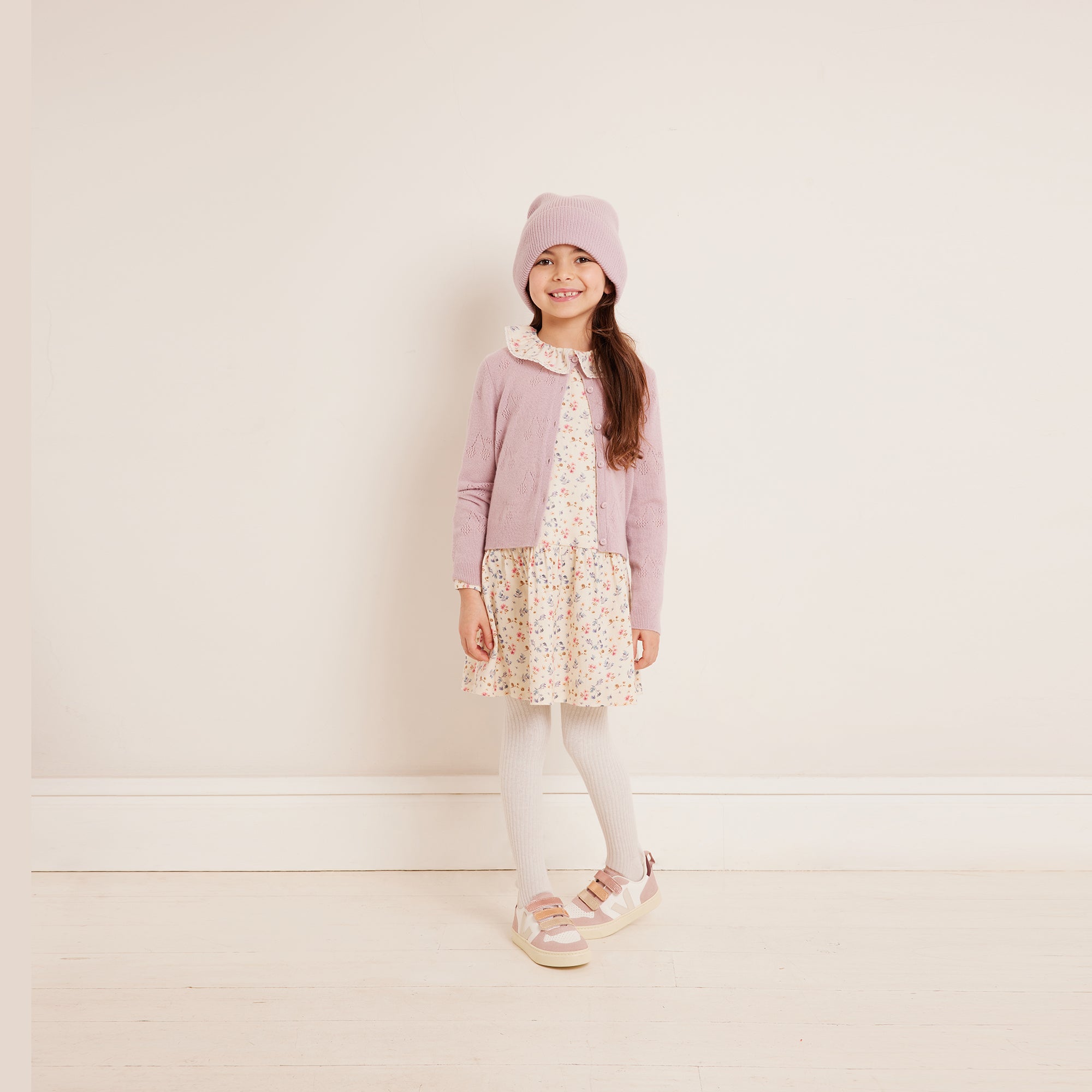 Girls Purple Logo Cashmere Cardigan