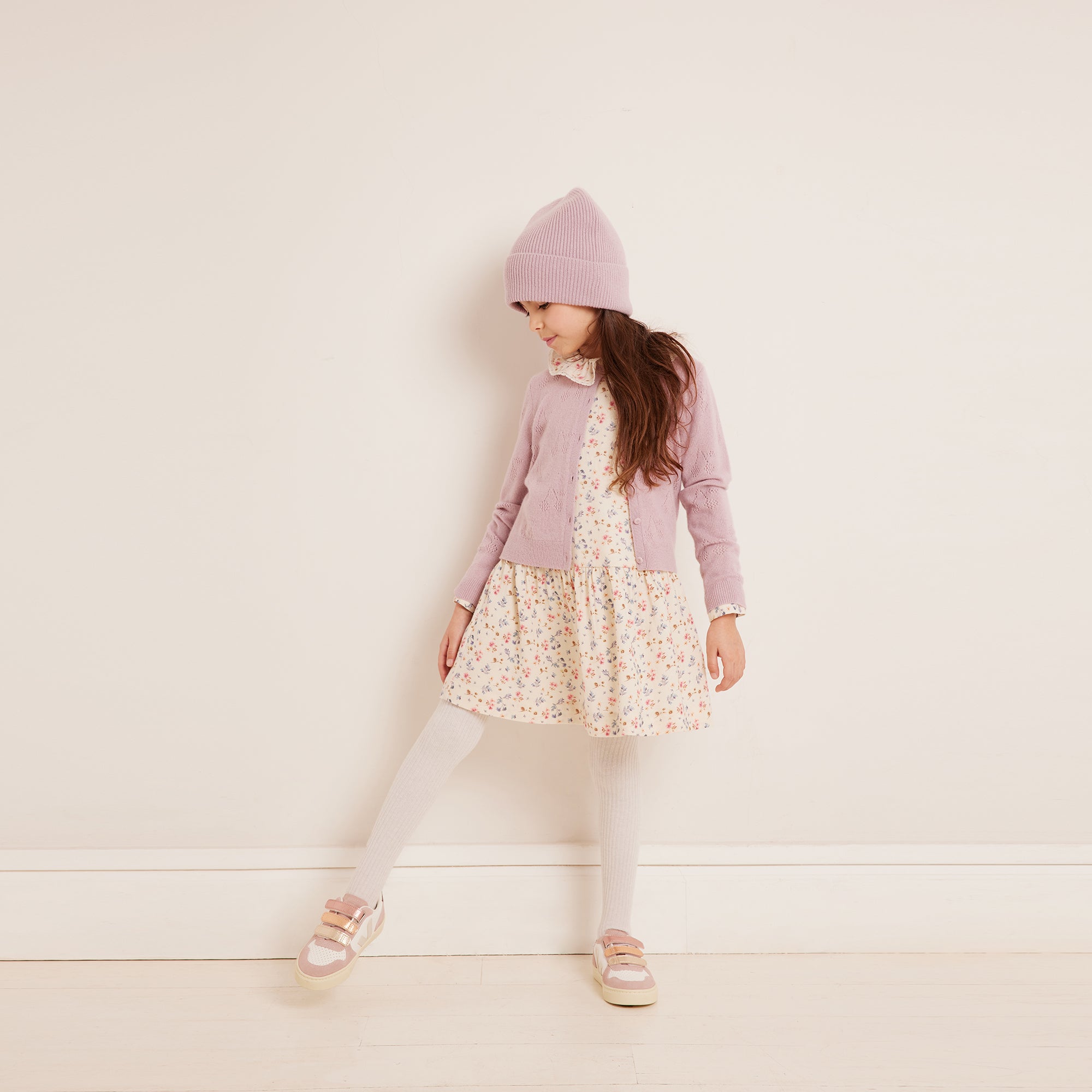 Girls Purple Logo Cashmere Cardigan