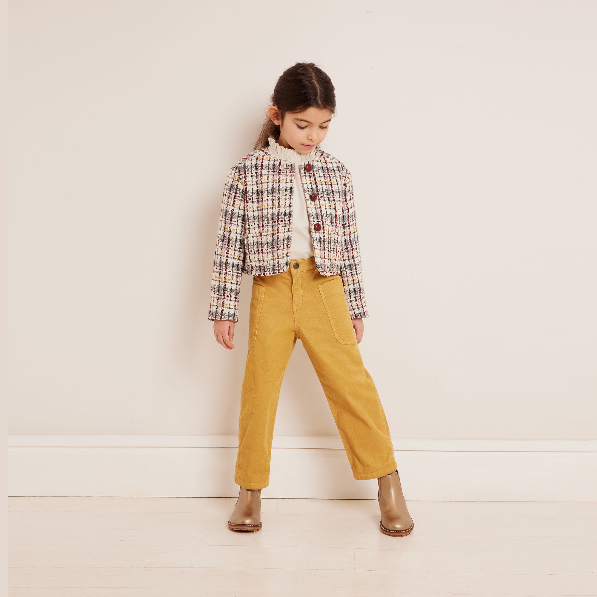 Girls Multicolor Check Jacket