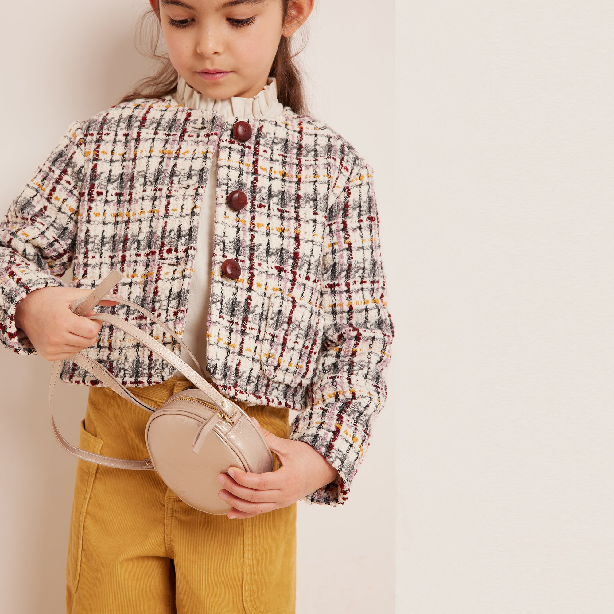 Girls Multicolor Check Jacket