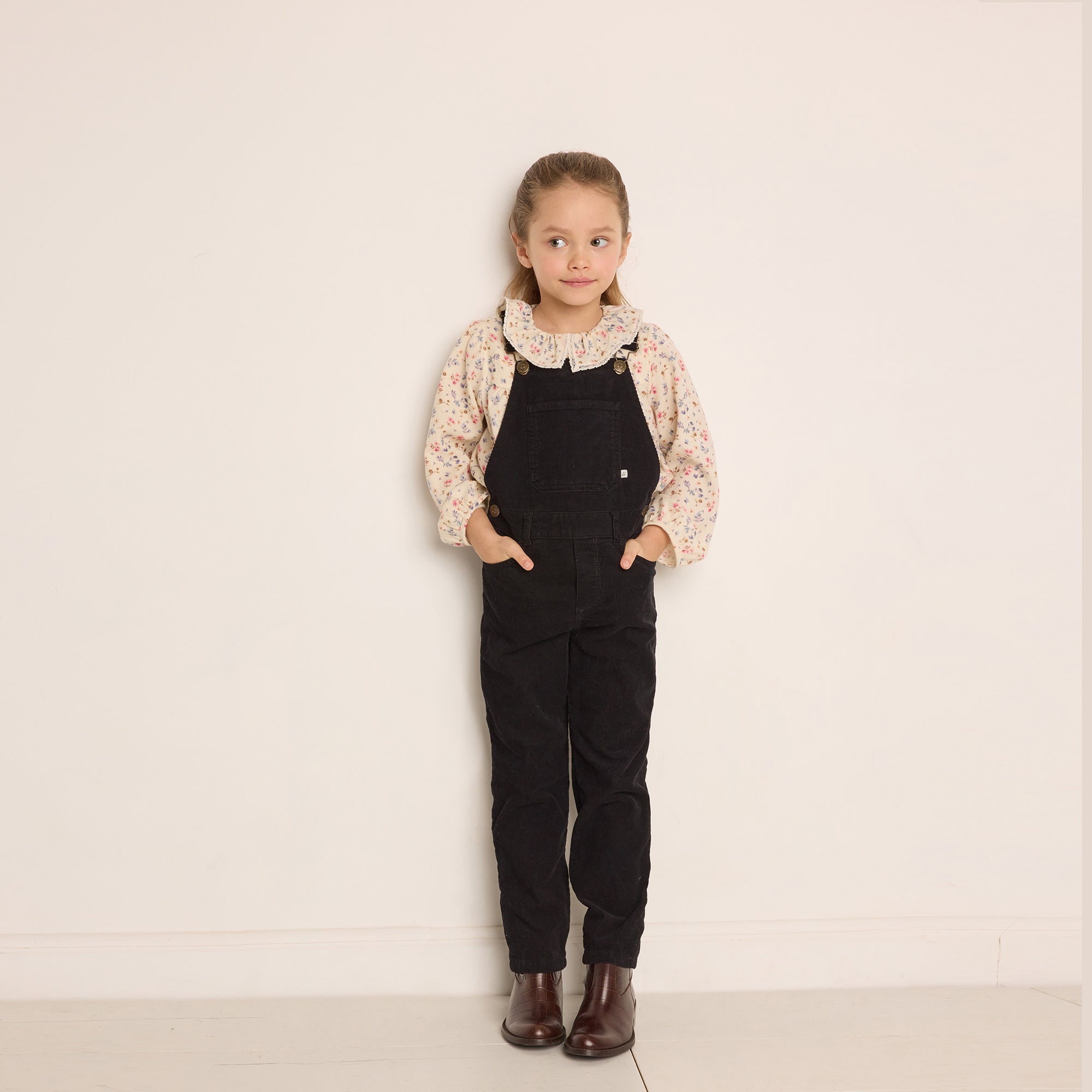 Girls Black Overalls