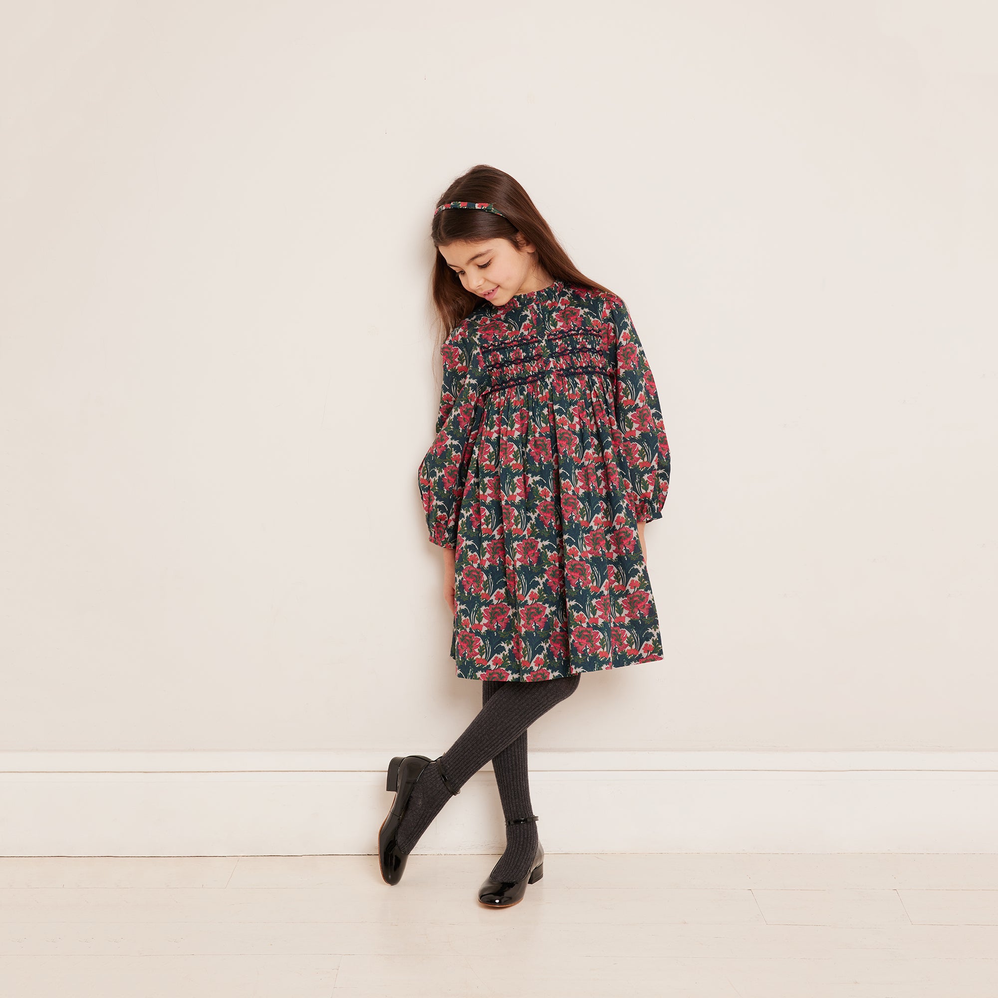 Girls Red Flower Cotton Dress