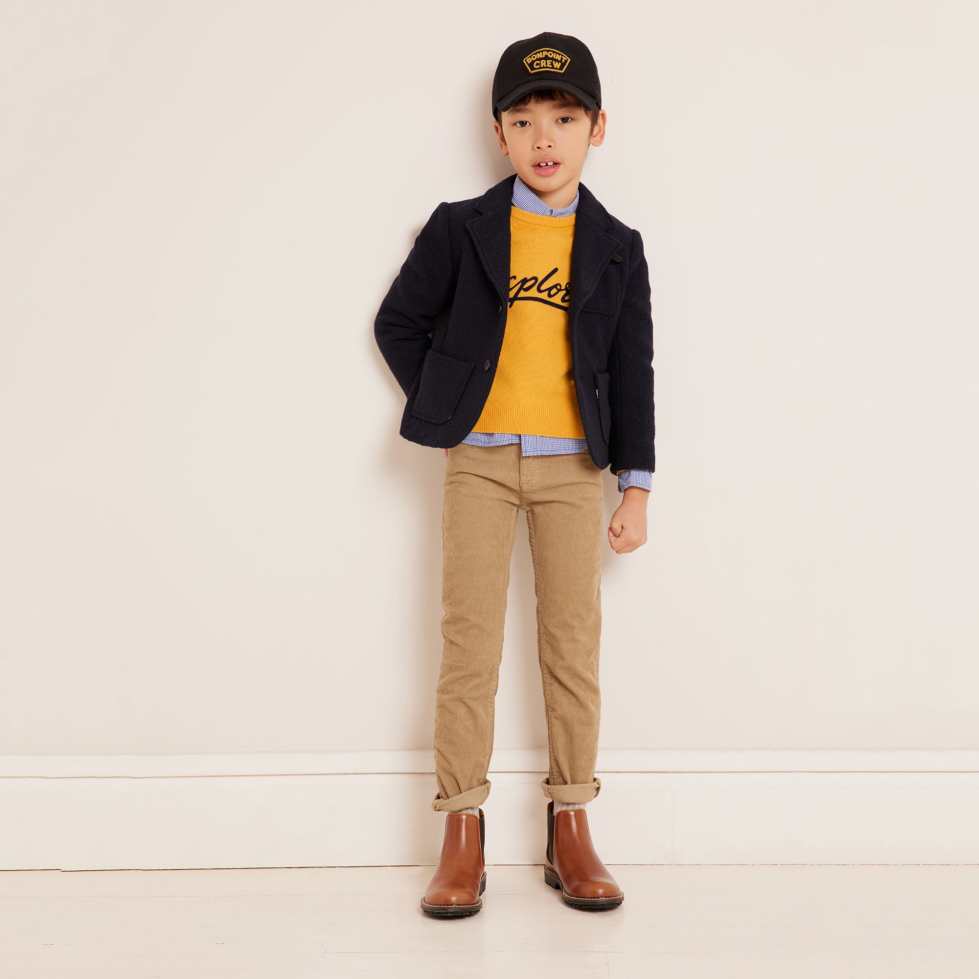 Boys Navy Wool Coat