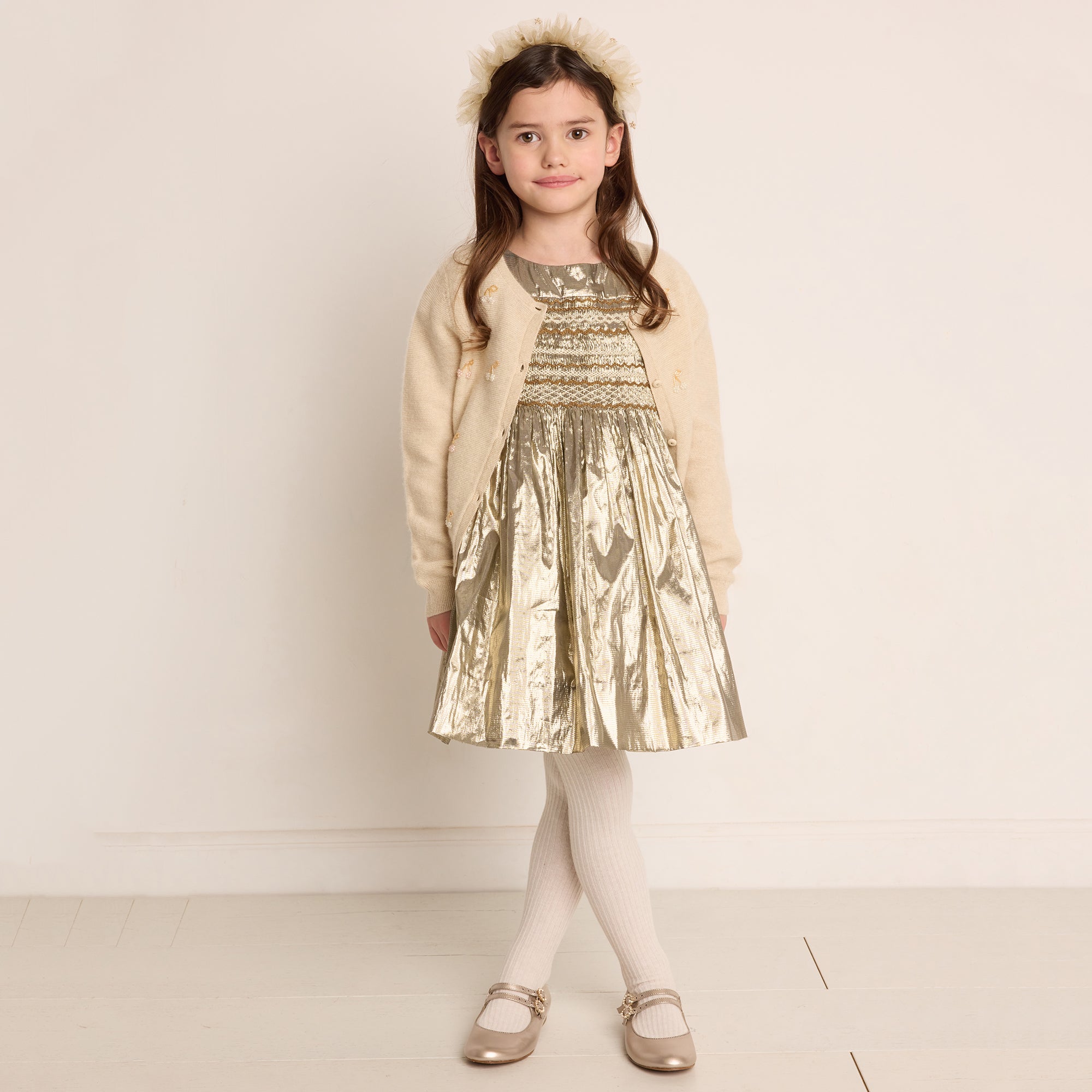 Girls White Cashmere Cardigan