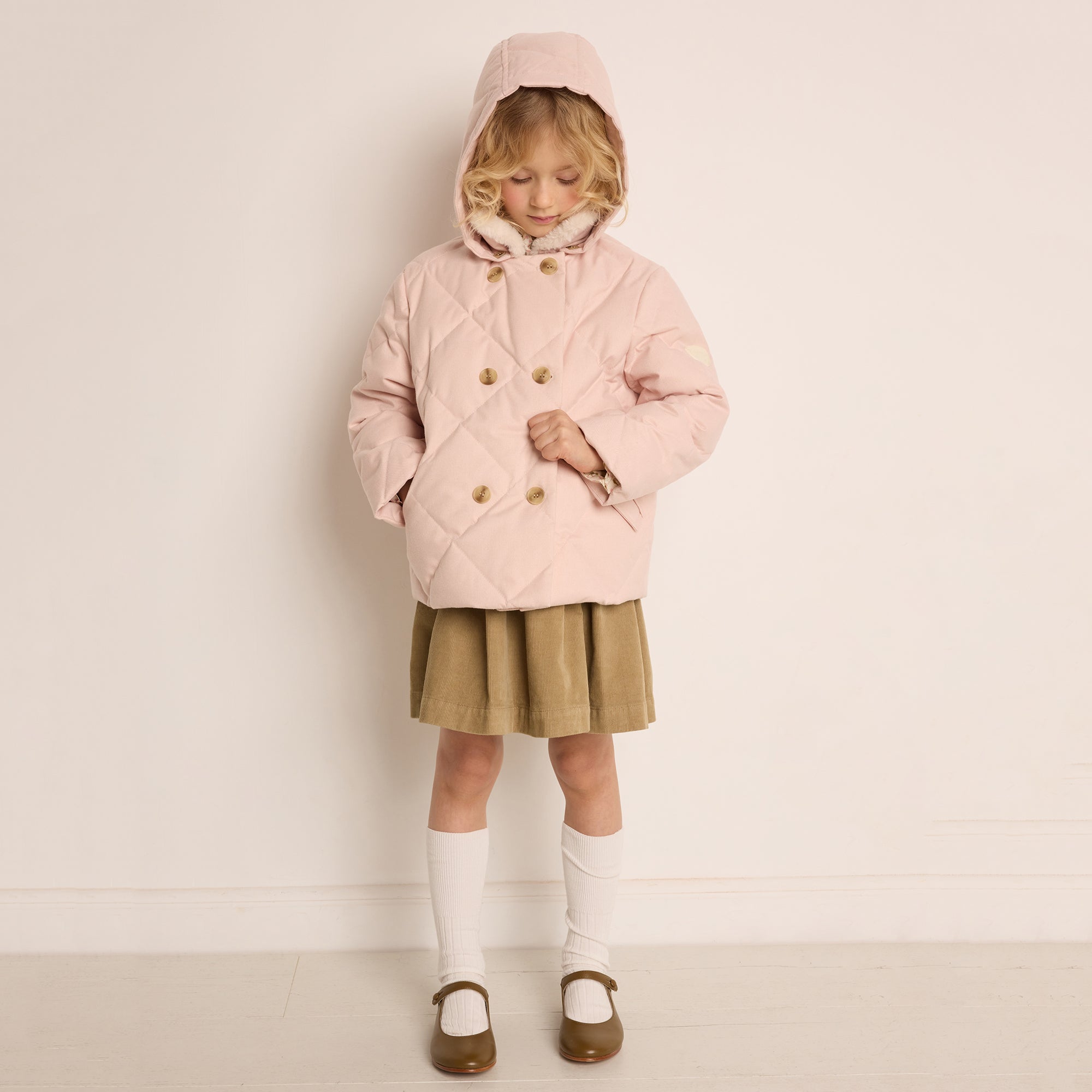 Girls Pink Padded Down Jacket
