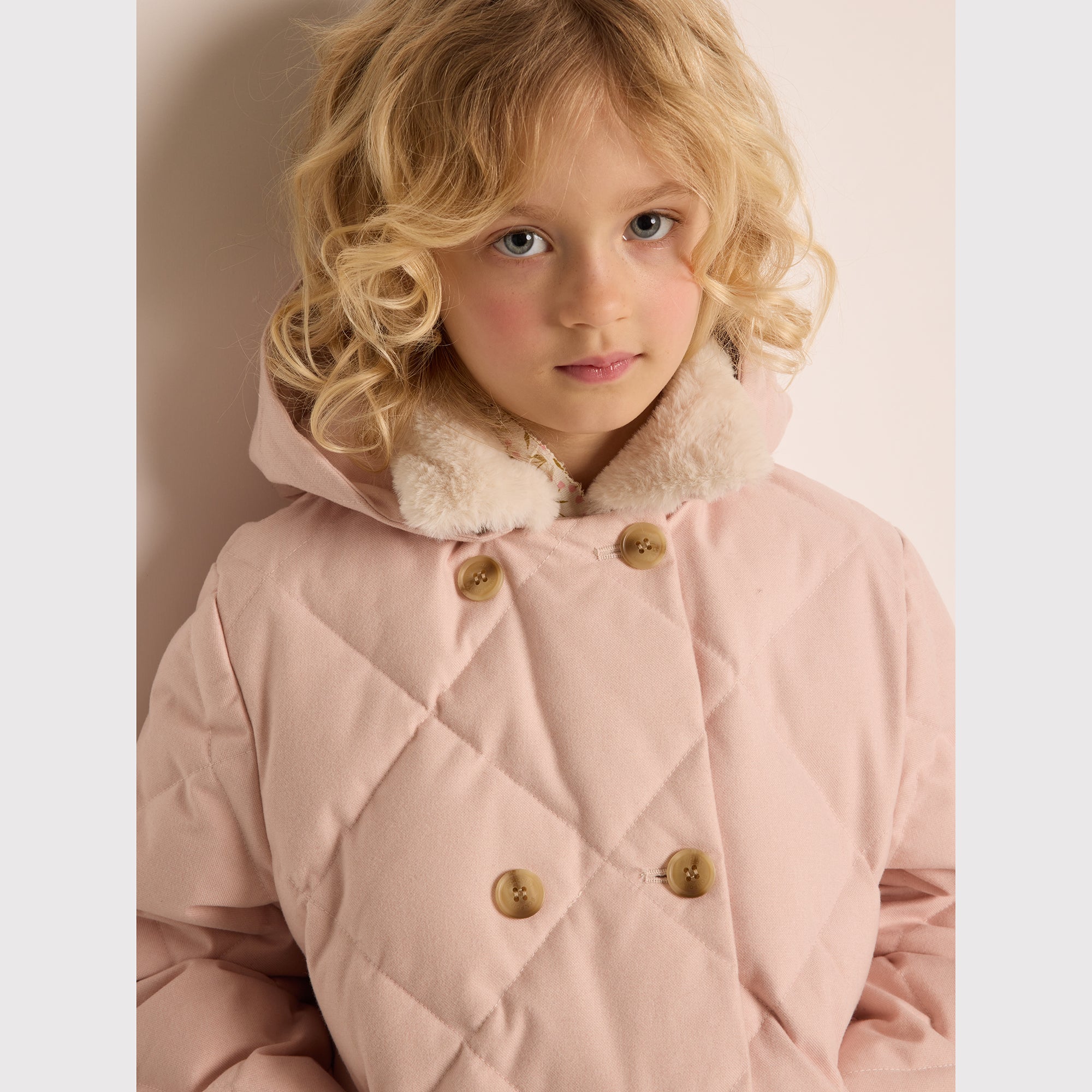 Girls Pink Padded Down Jacket