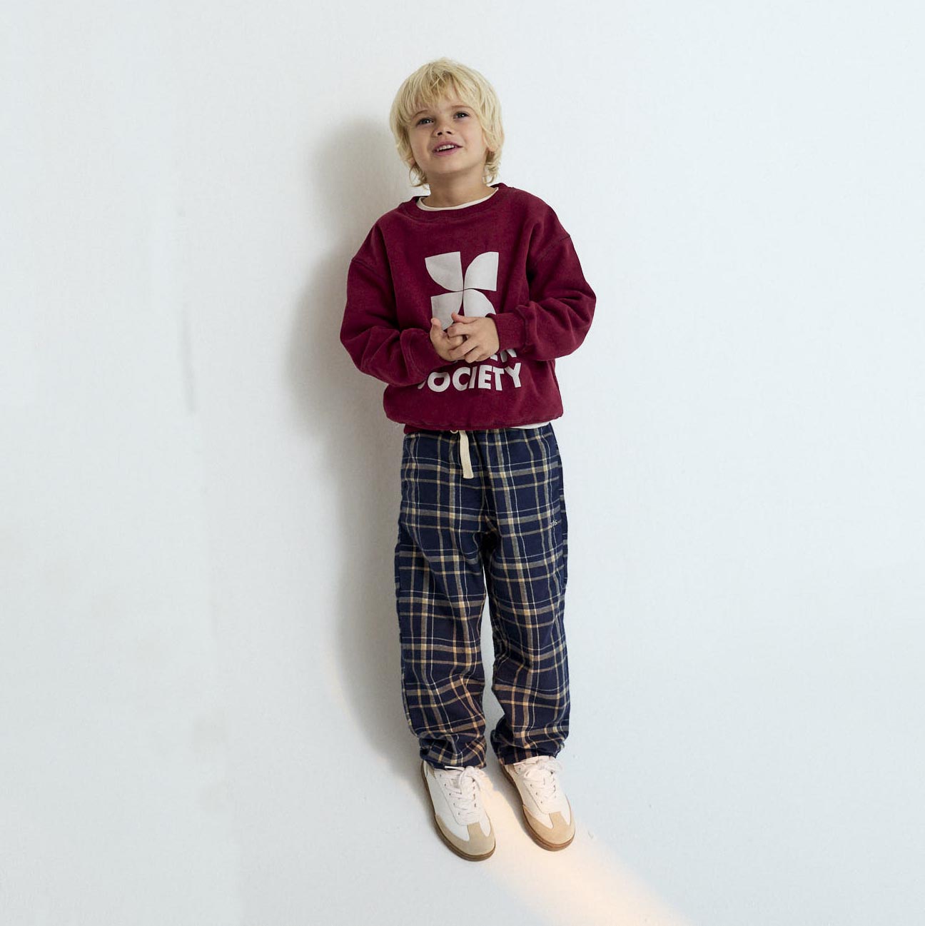 Boys & Girls Blue Check Cotton Trousers