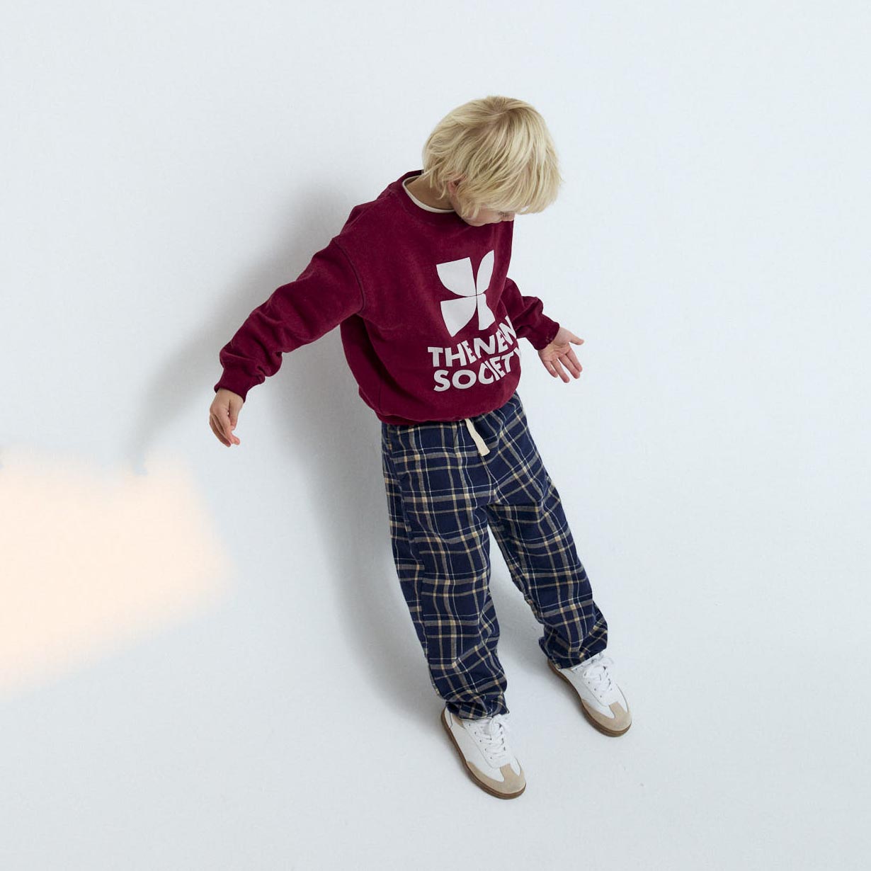 Boys & Girls Blue Check Cotton Trousers