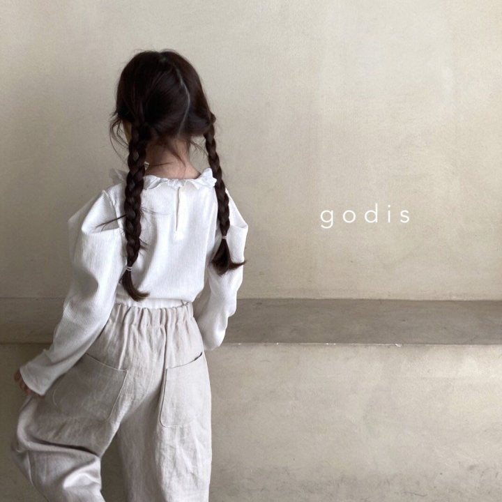 Girls White Ruffled Cotton T-Shirt
