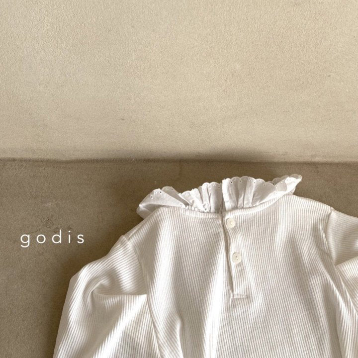 Girls White Ruffled Cotton T-Shirt
