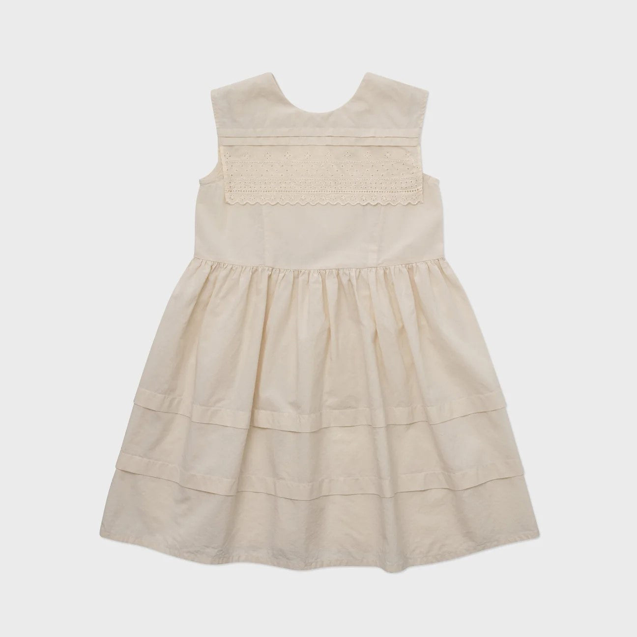 Girls Cream Beige Cotton Dress