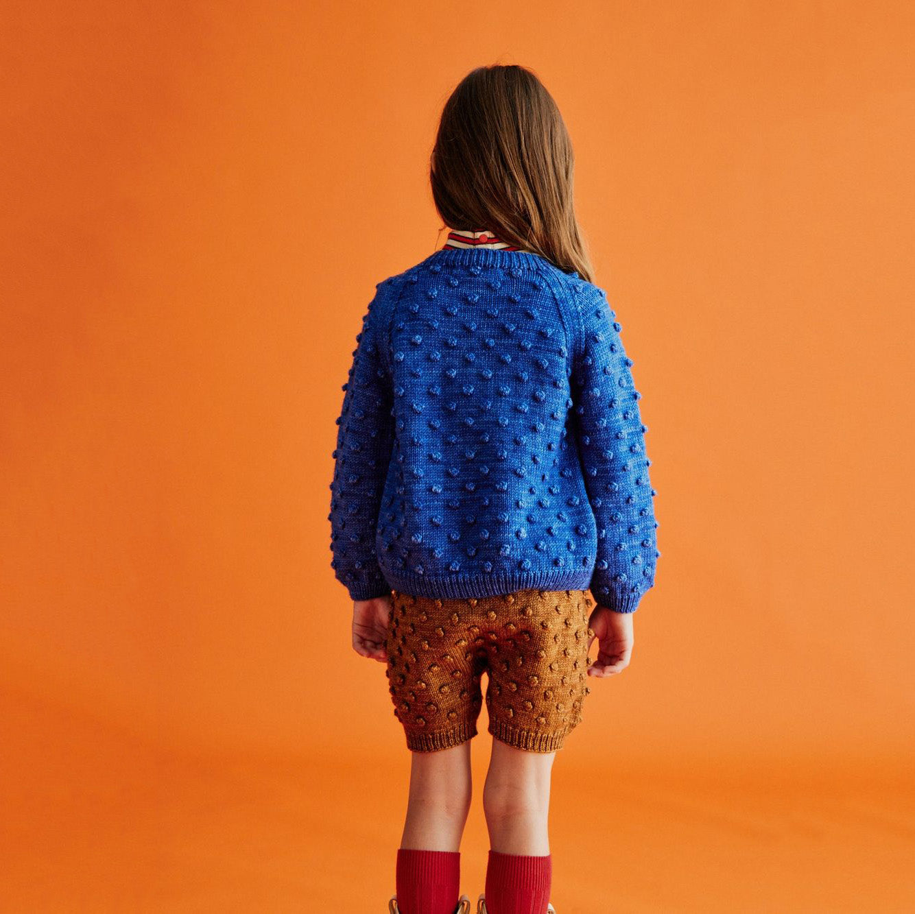 Girls Blue Popcorn Wool Cardigan