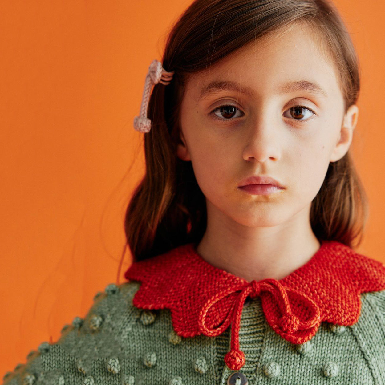 Girls Red Wool Flower Collar